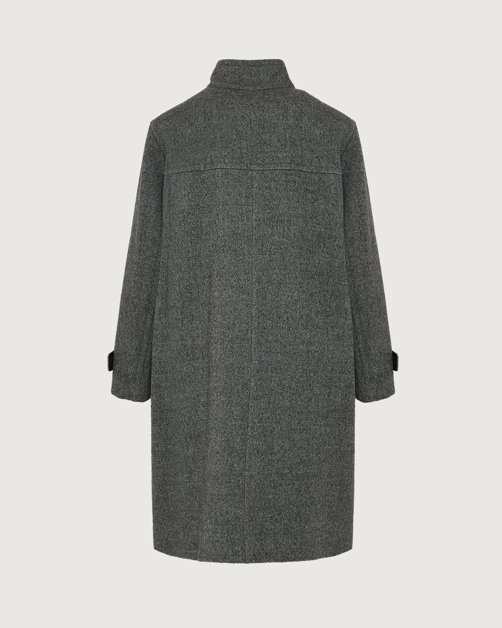 Manteau long en lainage et détails cuir - Image 6