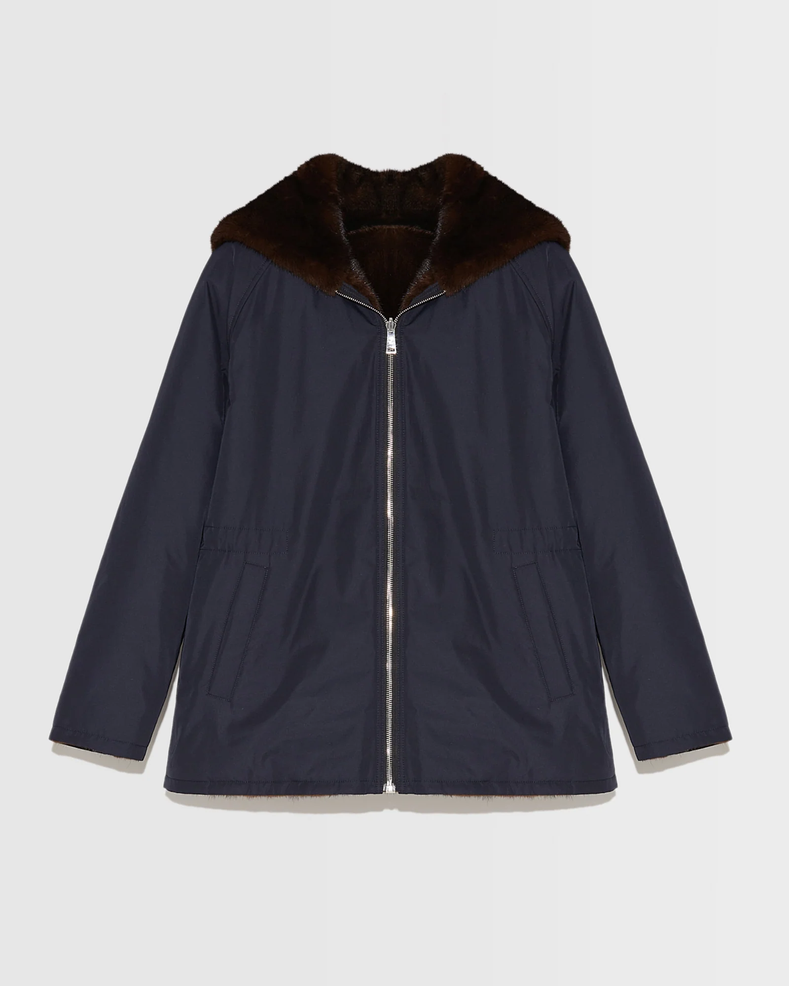 Parka à capuche en tissu technique réversible et fourrure de vison - Image 5