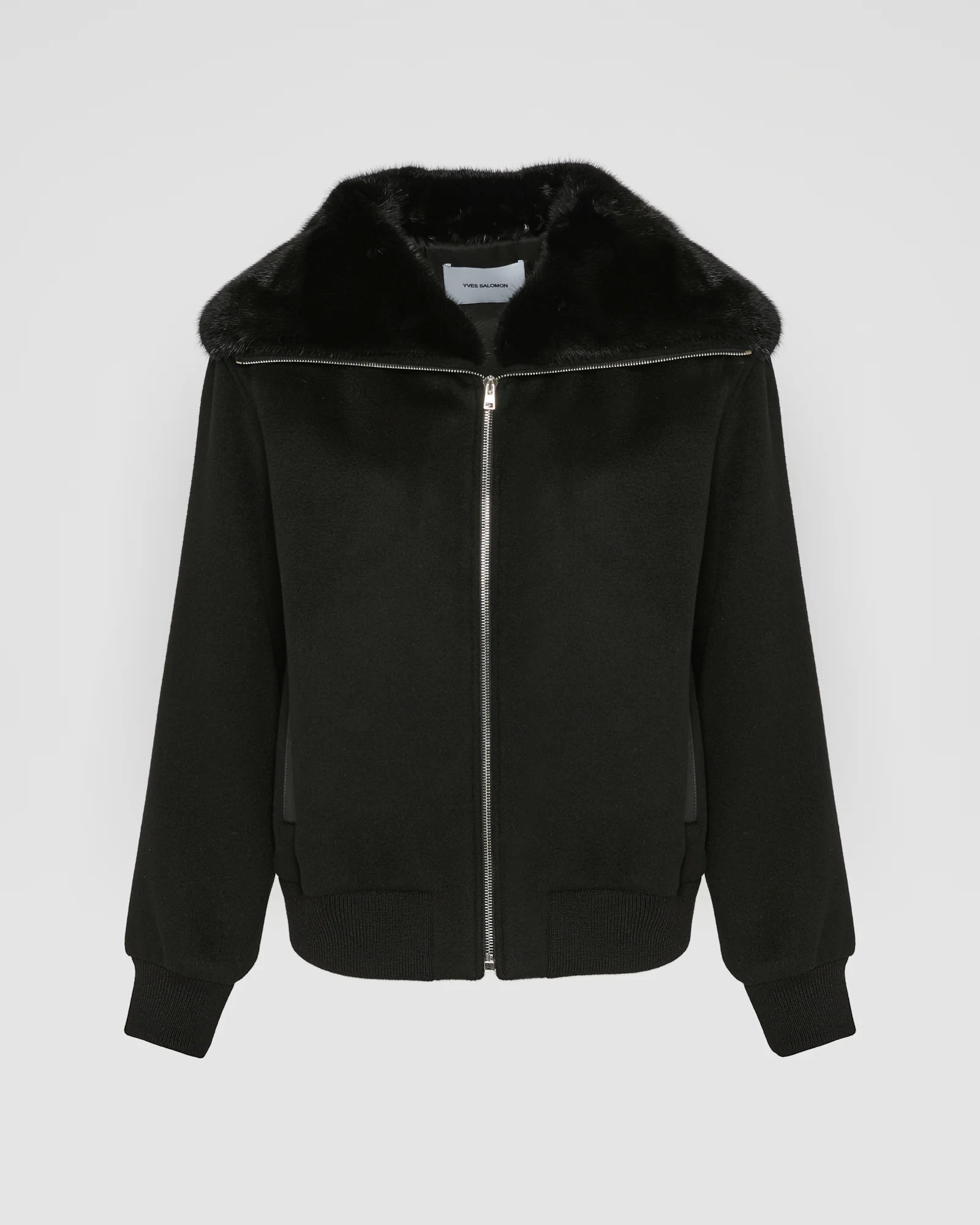 Blouson court en lainage cachemire et col amovible en fourrure de vison - Image 7