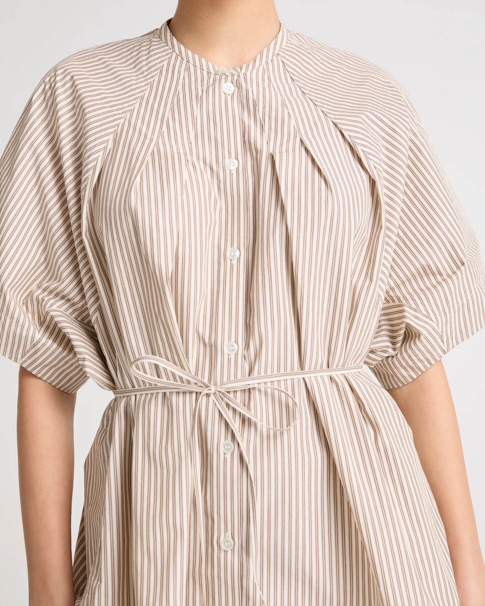 Chemise plissée en popeline de coton rayé - Image 3