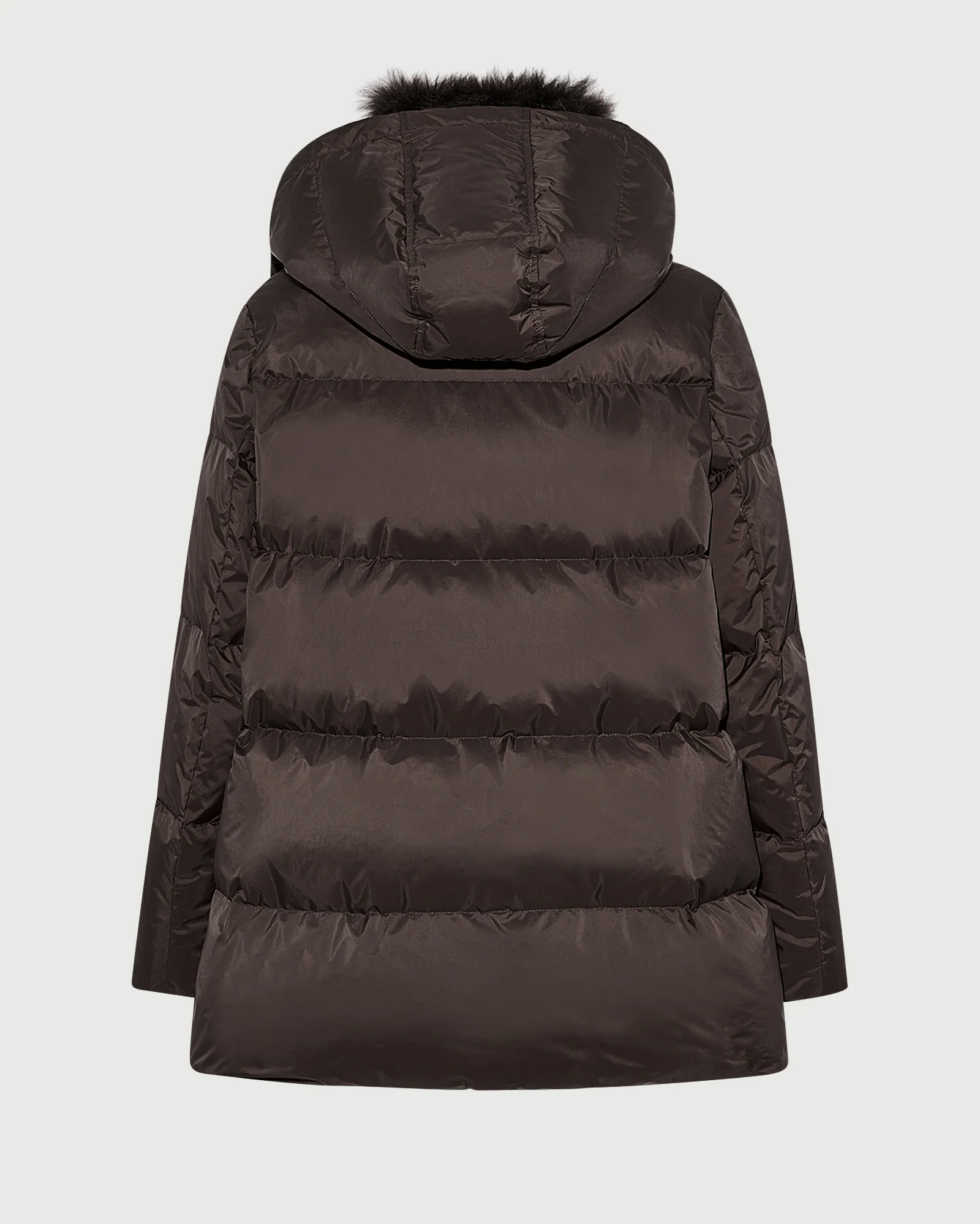 Doudoune "A" line en tissu technique imperméable avec col en agneau laine vaporeuse - Image 7