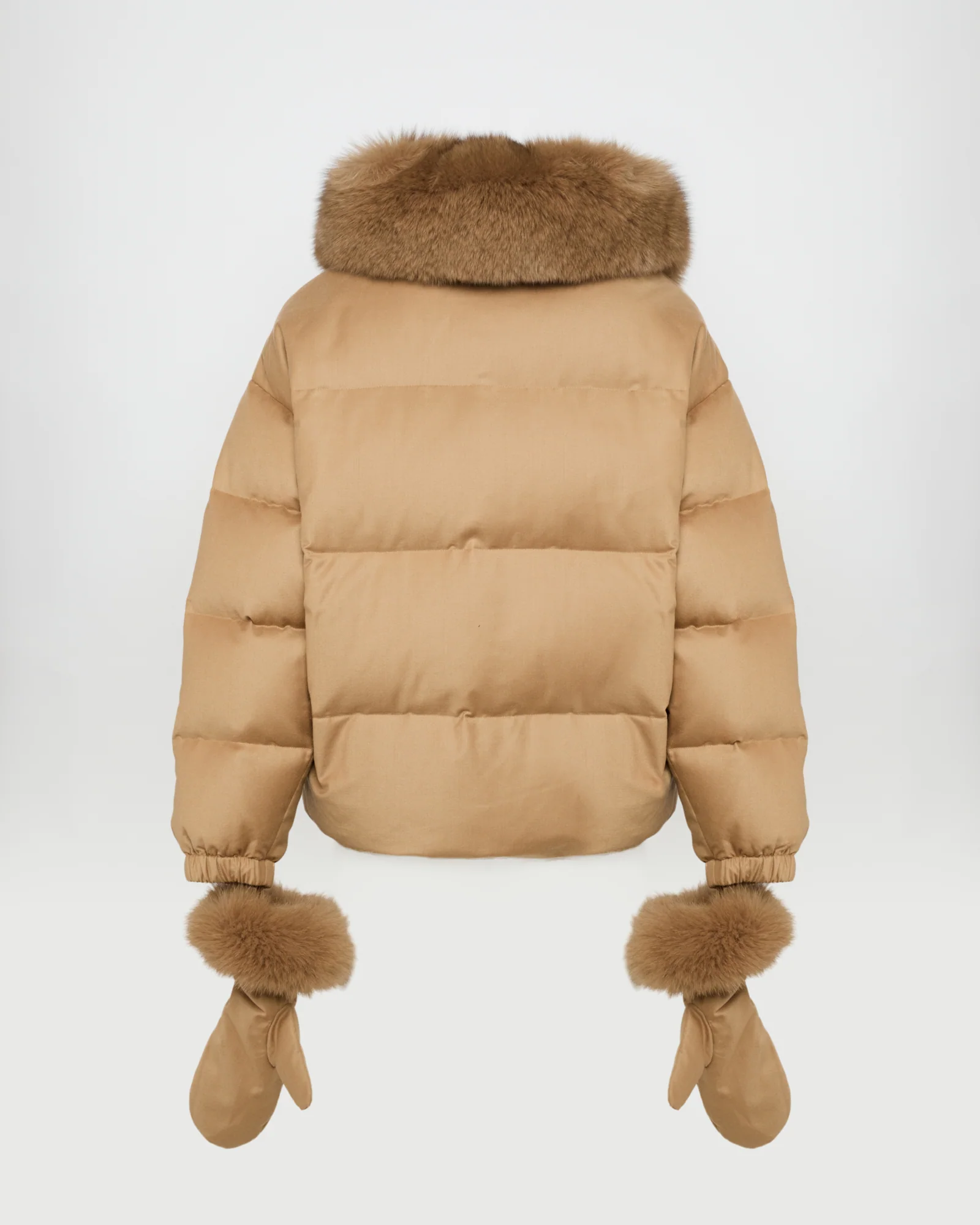 Doudoune courte en tissu Loro Piana avec col amovible en fourrure de renard et moufles - Image 5