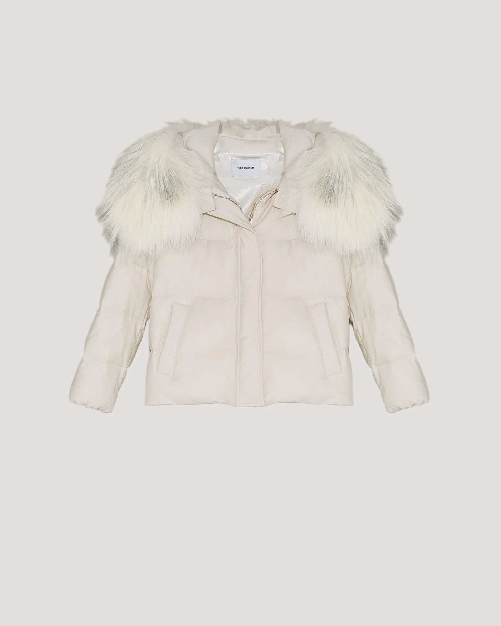 Doudoune courte en flanelle imperméable avec tour de capuche en fourrure de renard - Image 6