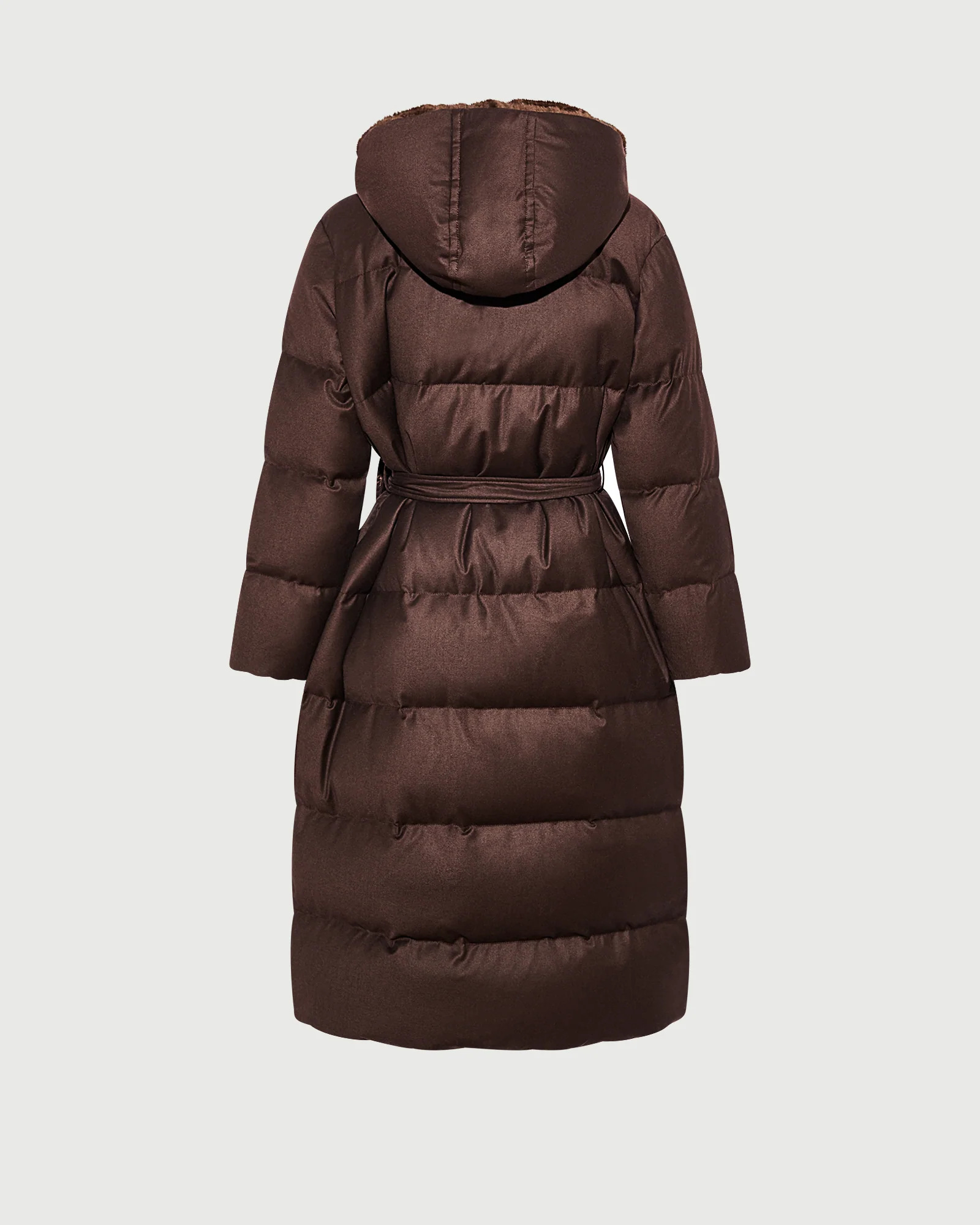 Doudoune longue croisée en tissu Loro Piana à capuche avec fourrure de vison - Image 6