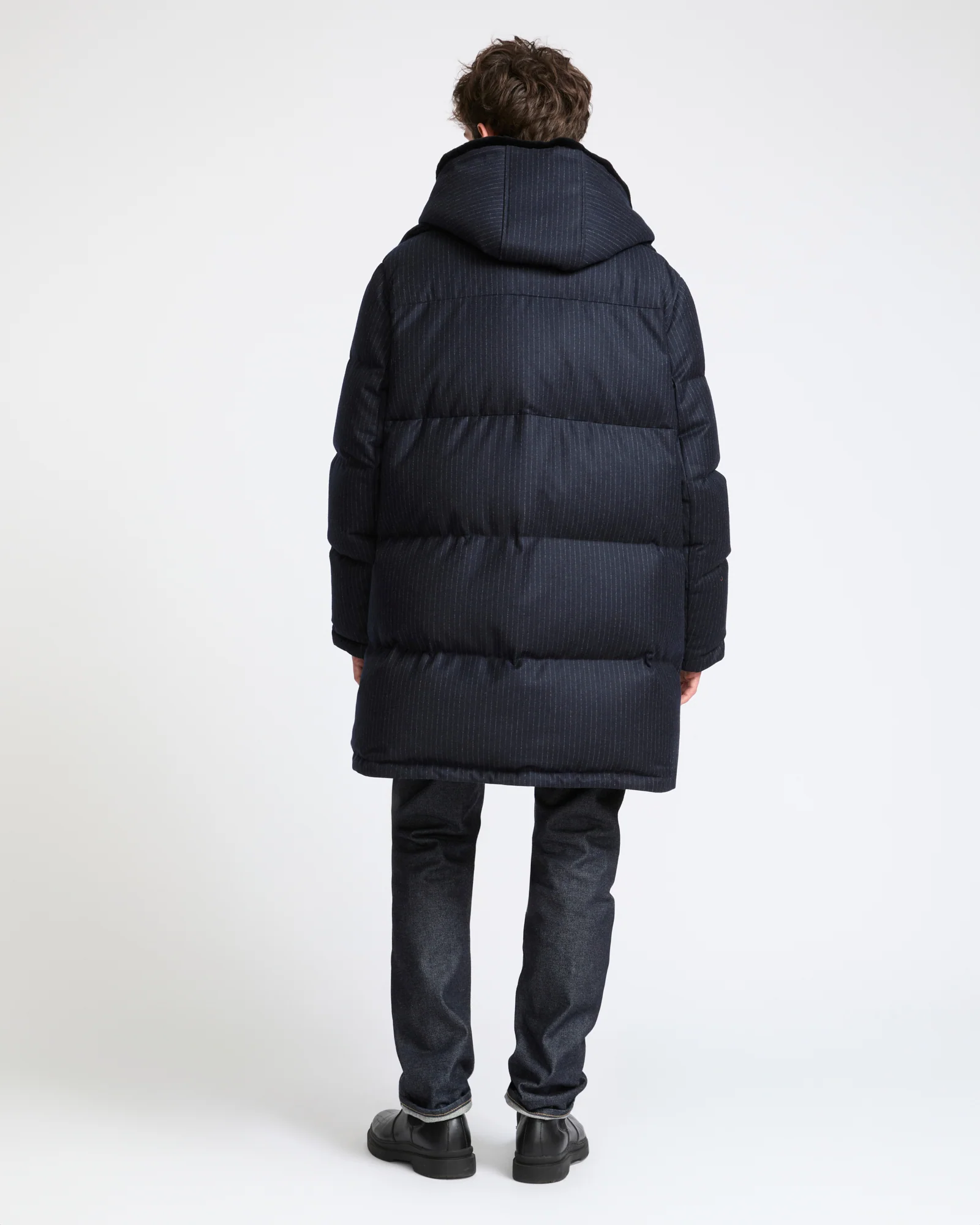 Doudoune longue en tissu jacquard Loro Piana imperméable avec plastron en fourrure de vison éjarré - Image 4
