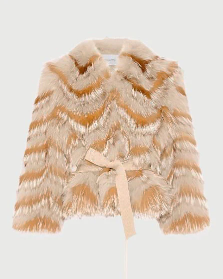 Veste ceinturée en maille mérinos et fourrure de renard - Image 4