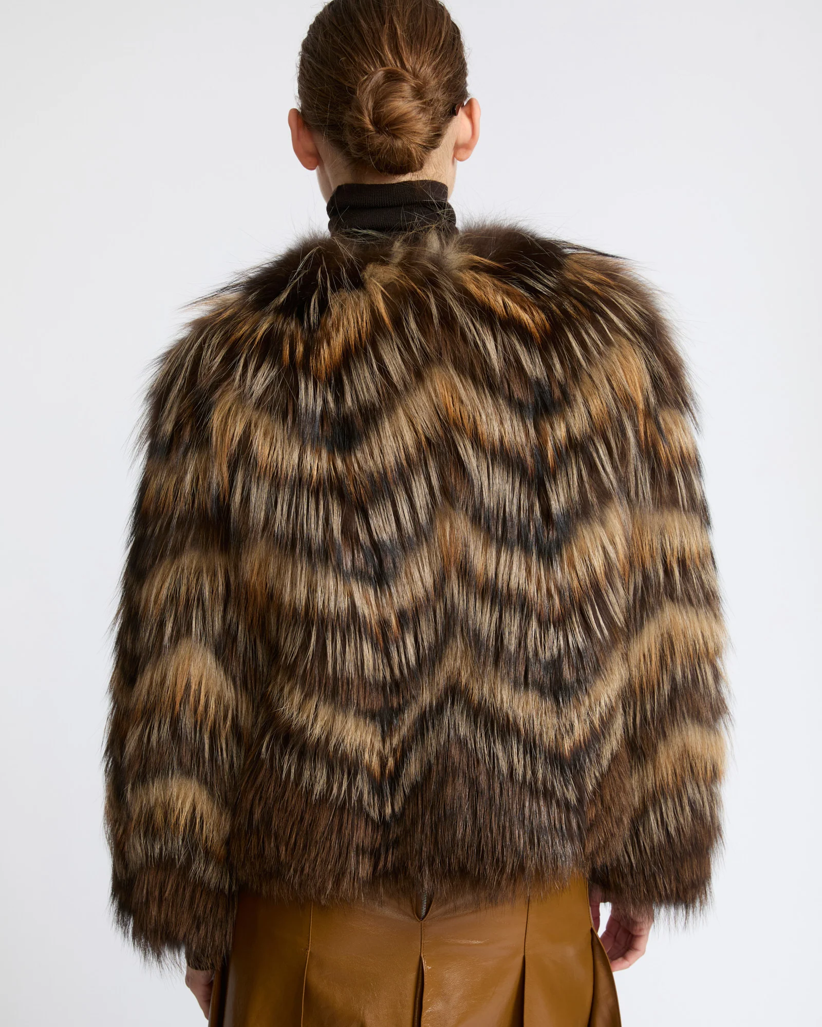 Veste ceinturée en maille mérinos et fourrure de renard - Image 3