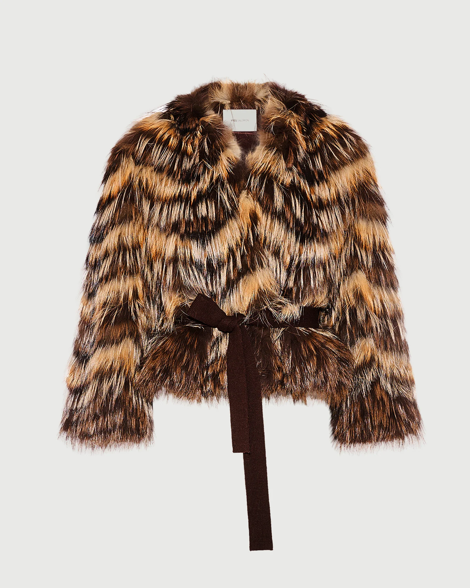 Veste ceinturée en maille mérinos et fourrure de renard - Image 4