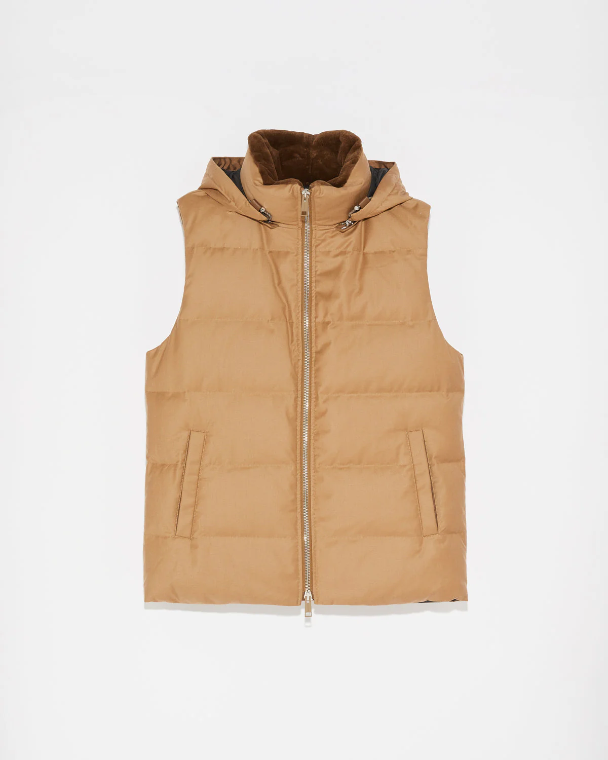 Gilet doudoune en tissu imperméable Loro Piana avec col en fourrure de vison - Image 5