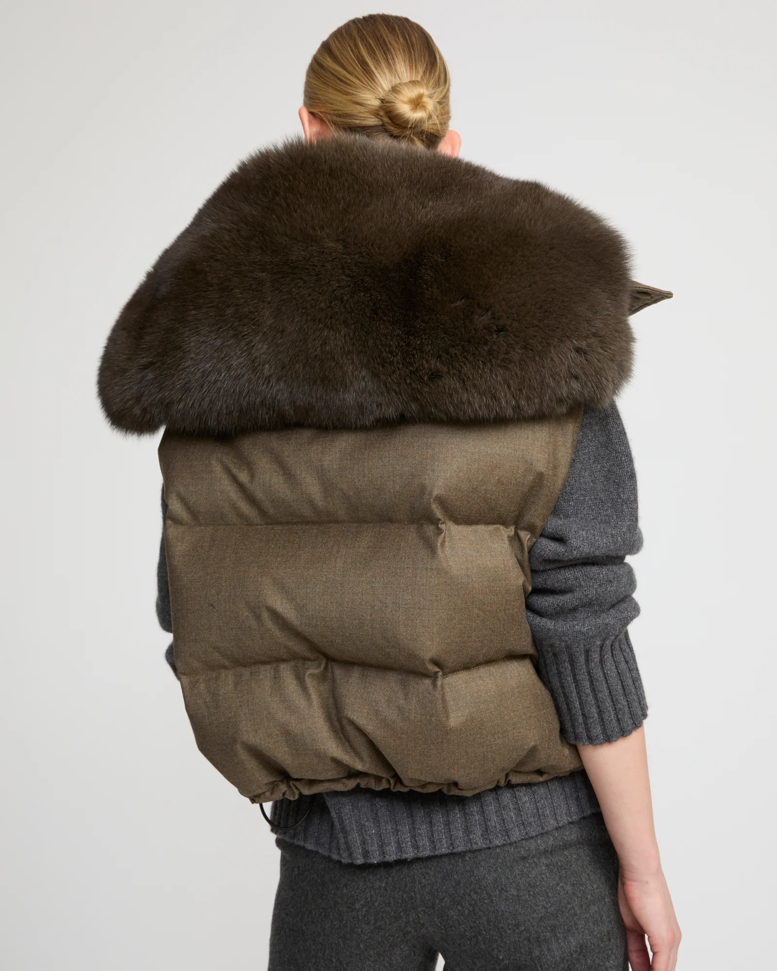 Gilet en flanelle avec col en fourrure de renard - Image 5