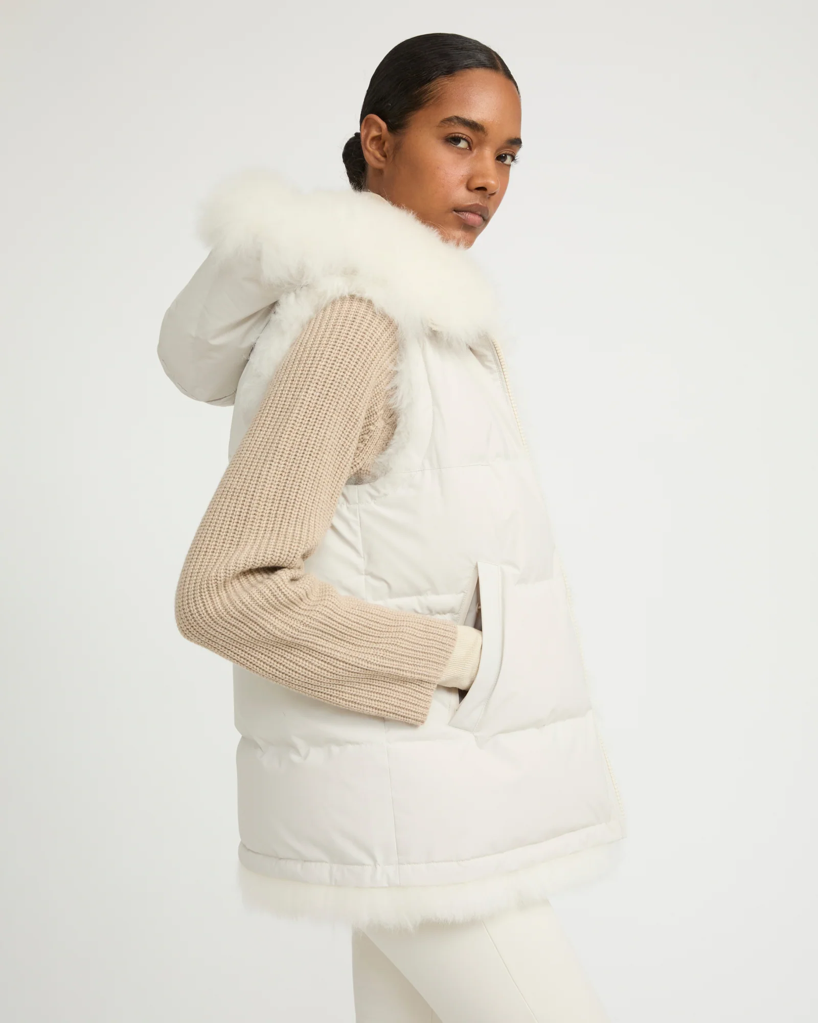 Gilet réversible en agneau long poil - Image 4