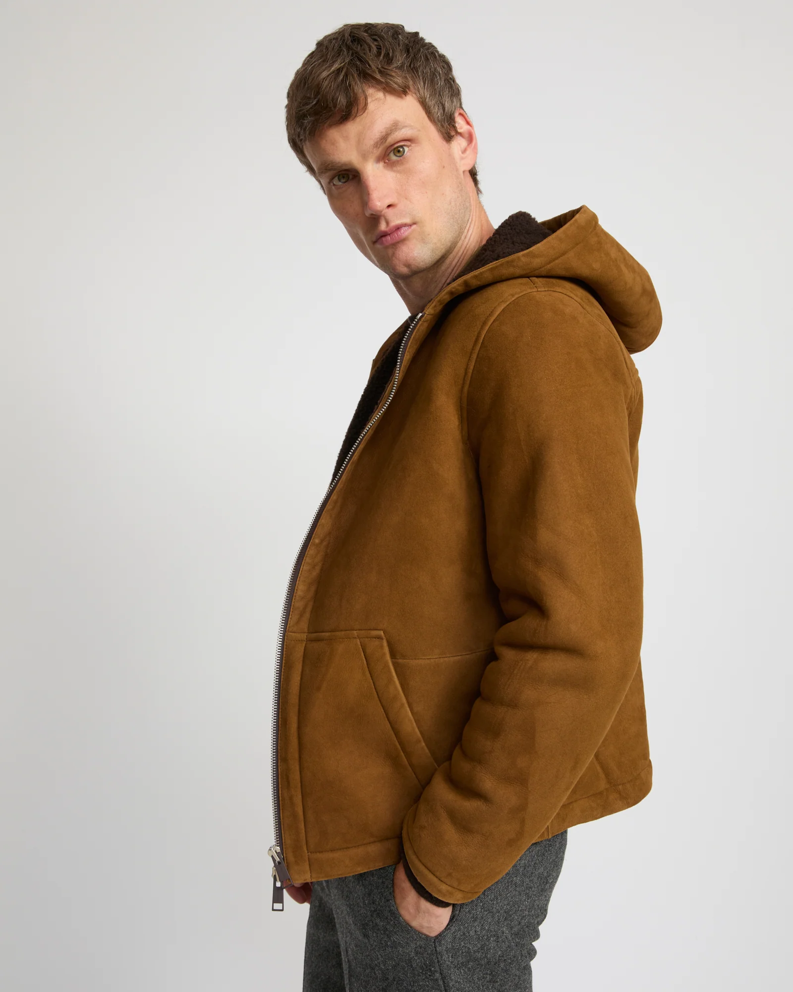 Hoodie en peau lainée d'agneau Mérinos suede - Image 3
