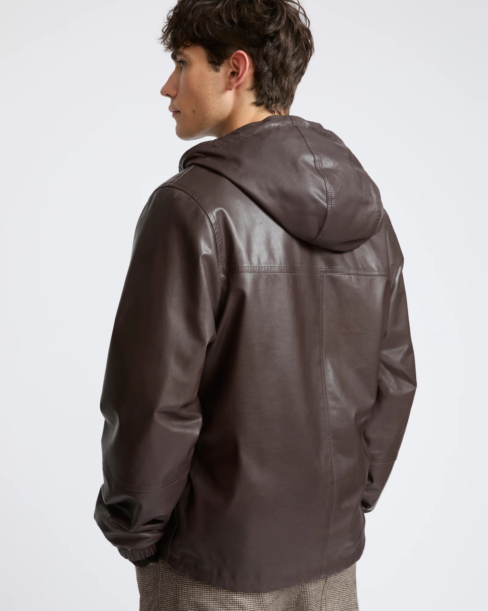 Veste hoodie en cuir de baby calf réversible - Image 5