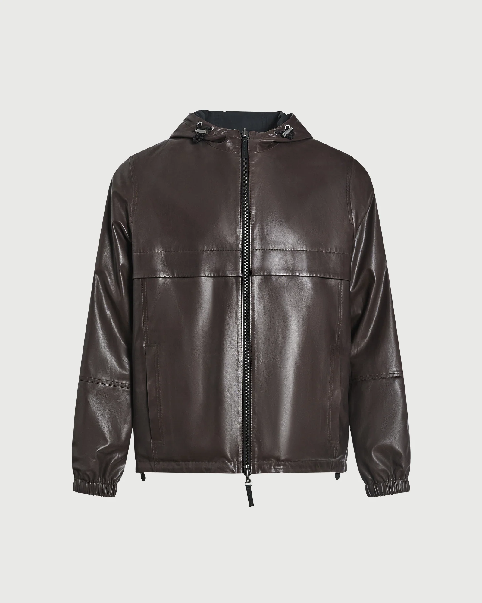 Veste hoodie en cuir de baby calf réversible - Image 6