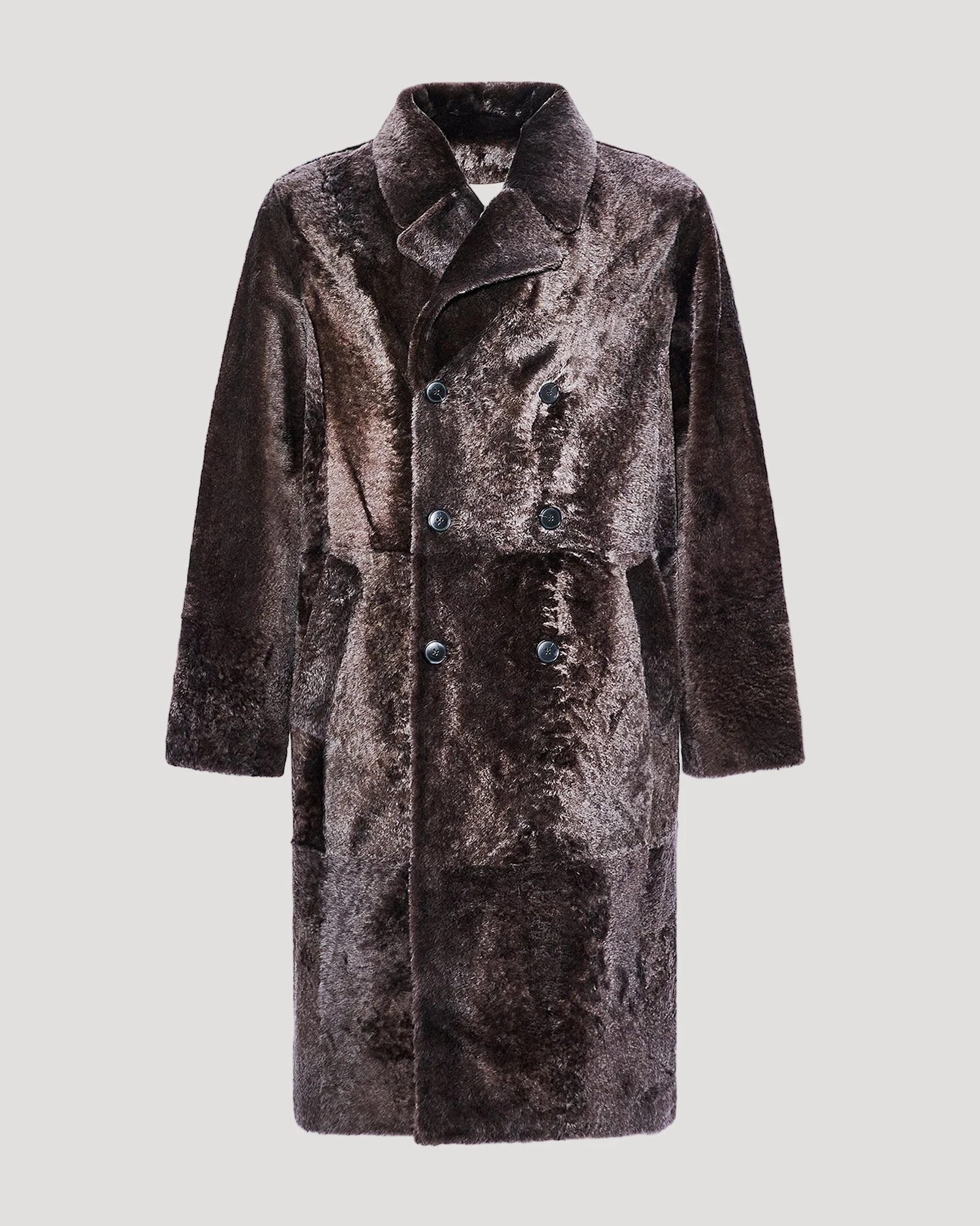 Manteau 7/8 en peau lainée d'agneau Lacon chiné - Image 6
