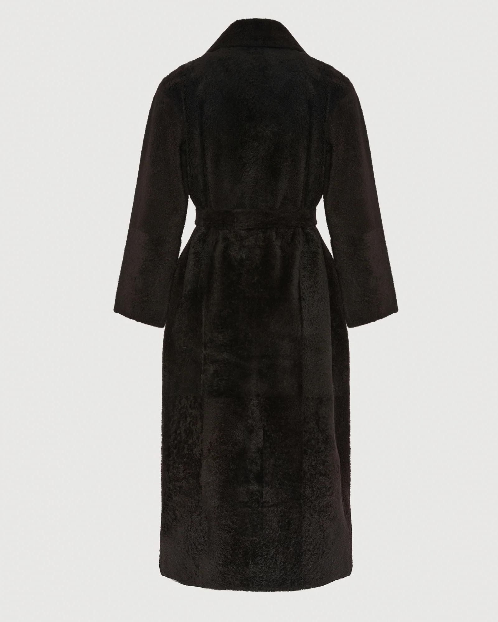 Manteau long à double boutonnage en peau lainée agneau façon astrakan - Image 7