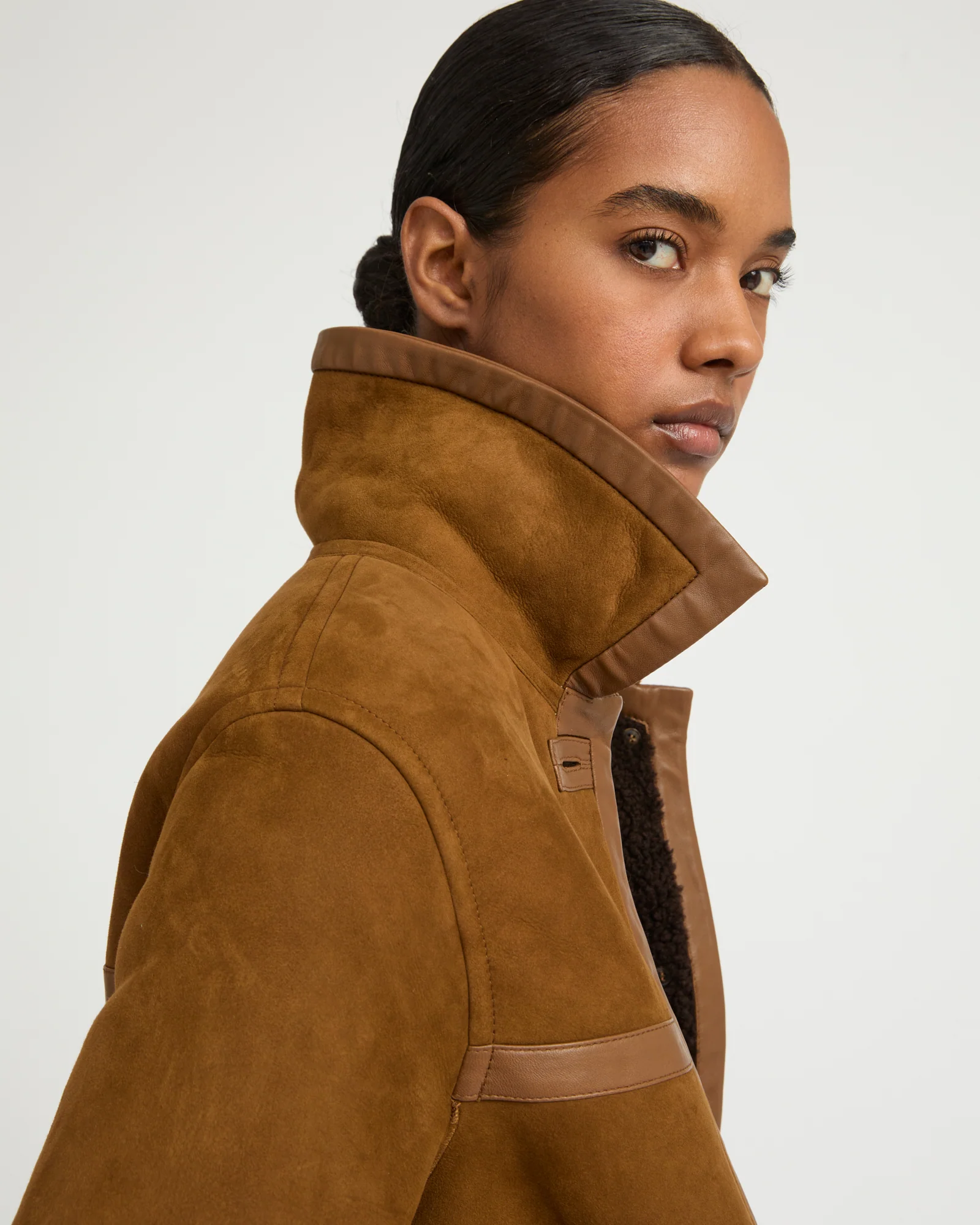 Manteau canadienne en agneau Mérinos suède - Image 4