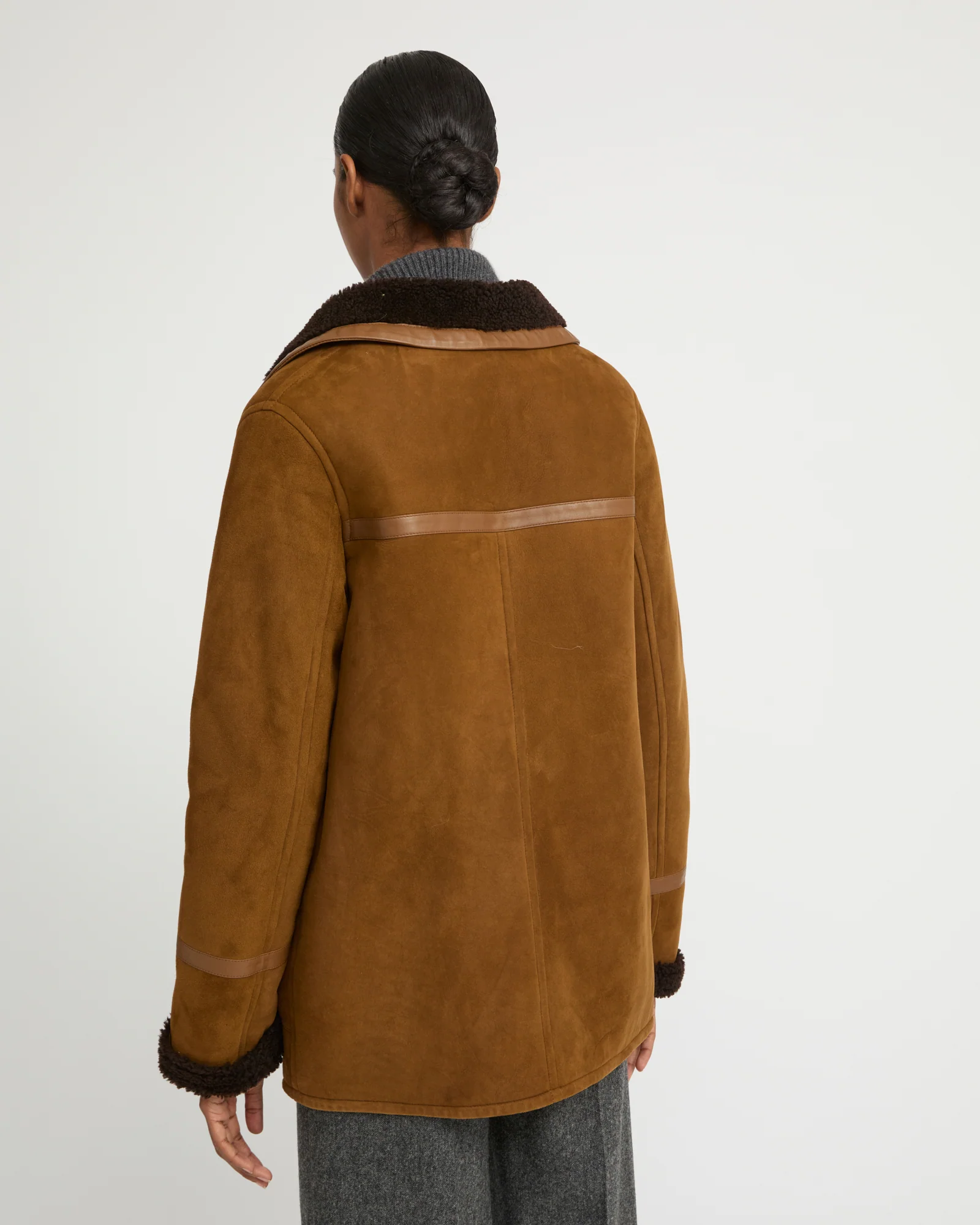 Manteau canadienne en agneau Mérinos suède - Image 5