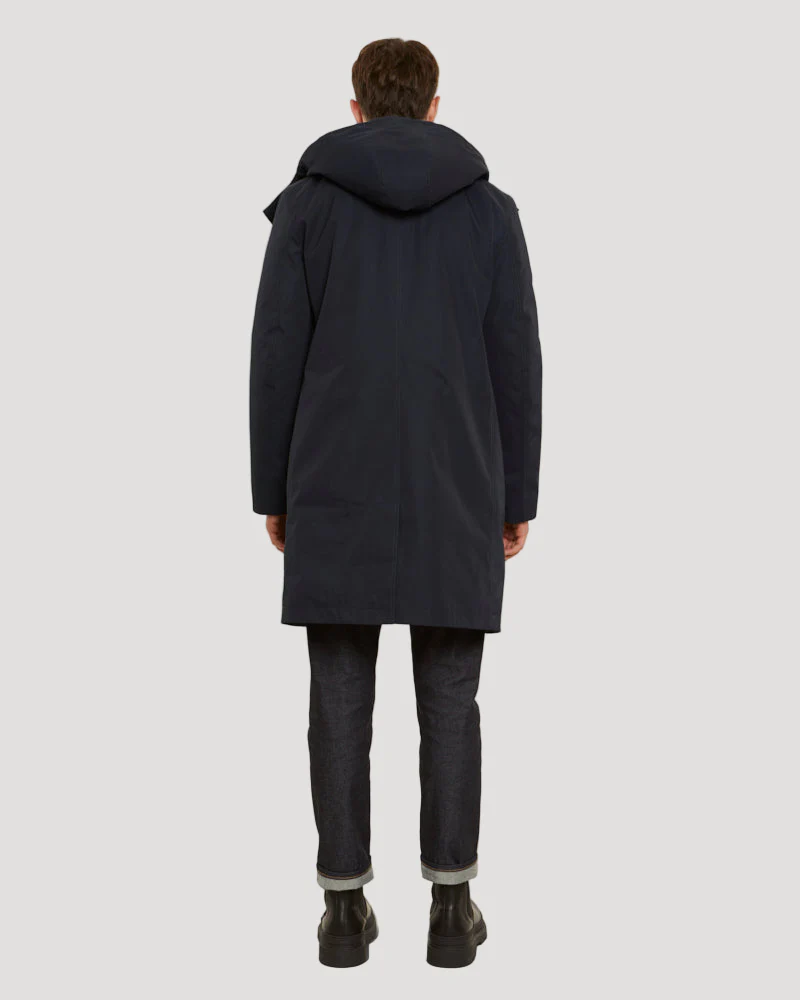 Manteau à capuche en gabardine imperméable et fourrure de vison - Image 3