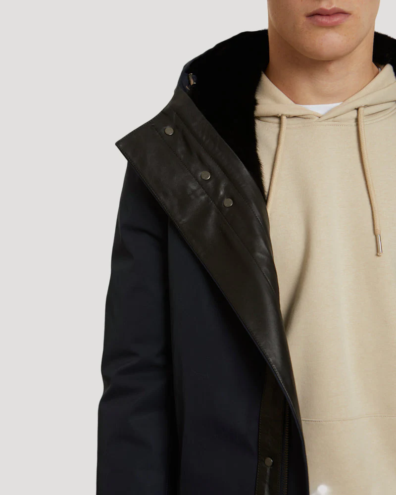 Manteau à capuche en gabardine imperméable et fourrure de vison - Image 4
