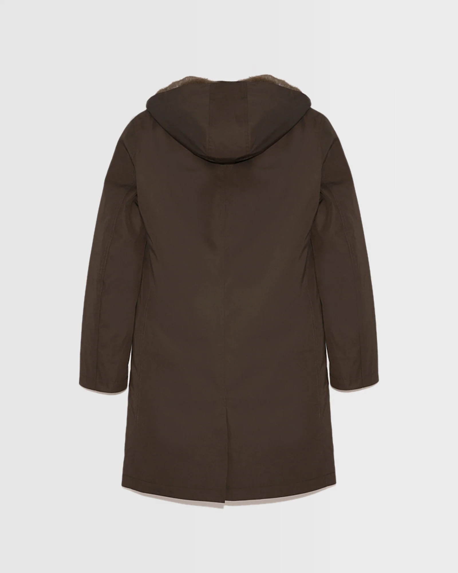 Manteau à capuche en gabardine imperméable et fourrure de vison - Image 6
