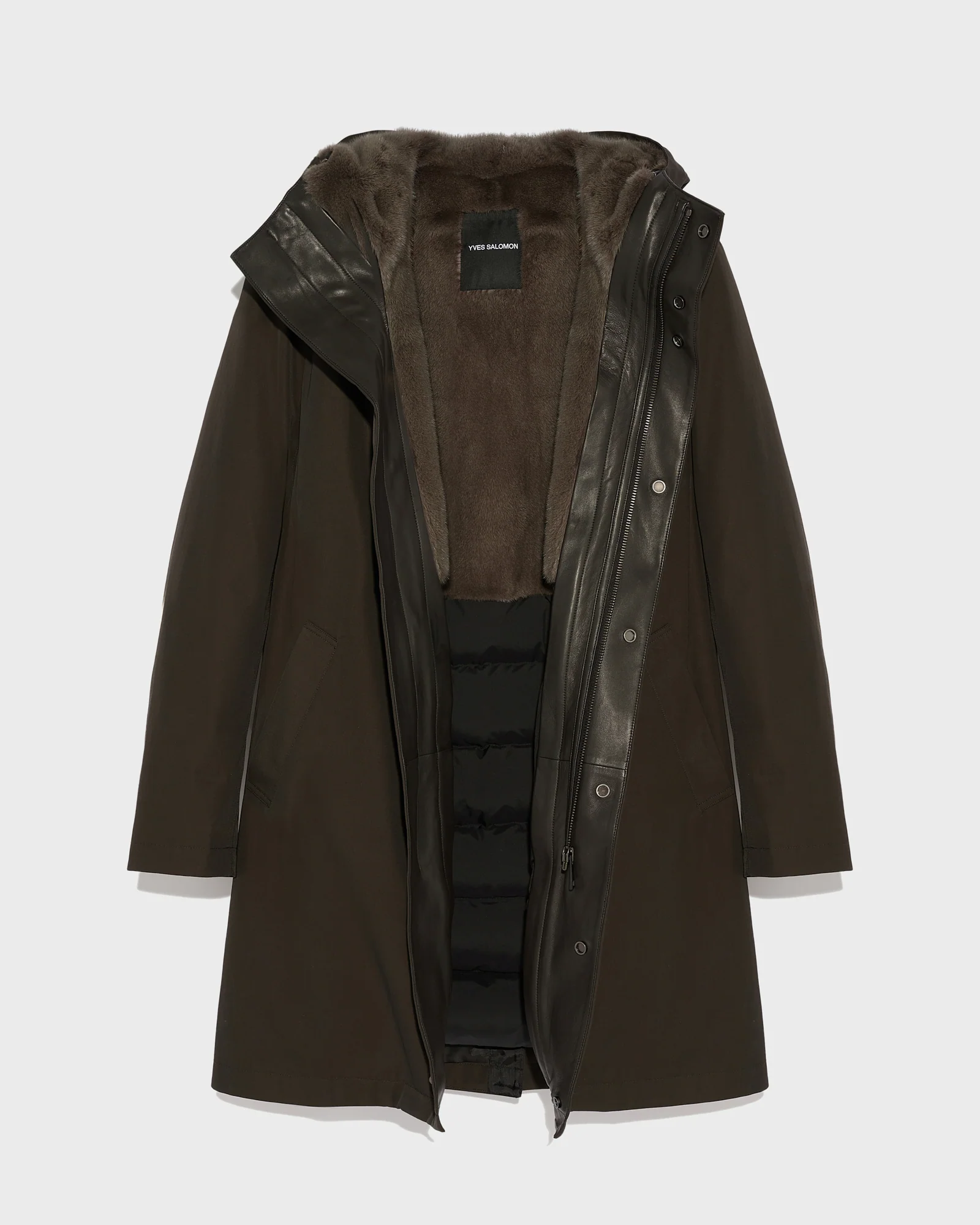 Manteau à capuche en gabardine imperméable et fourrure de vison - Image 6