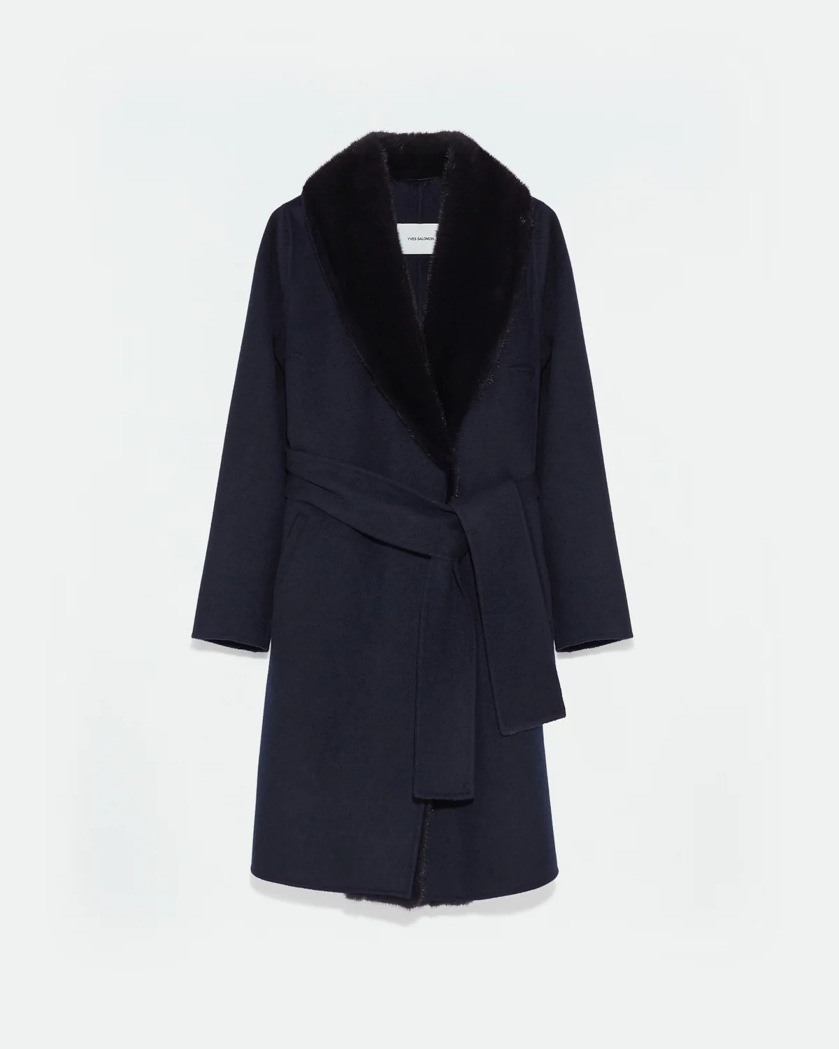 Manteau en lainage cachemire avec col et fourrure de vison - Image 5