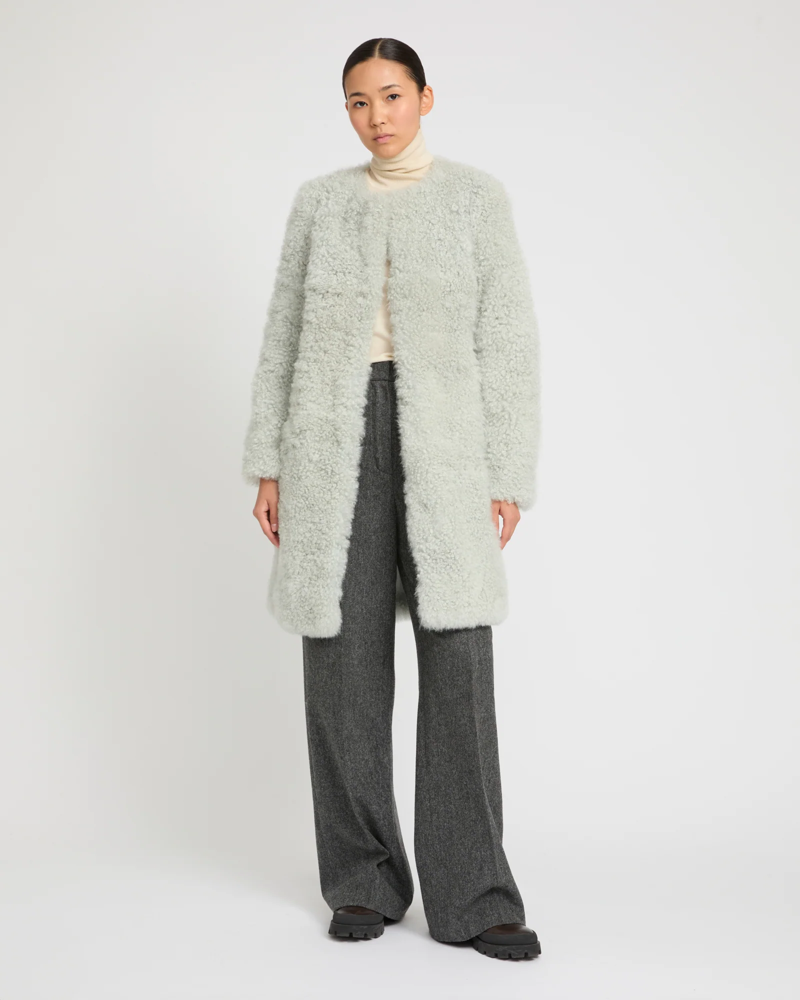 Manteau en maille mérinos et agneau - Image 3