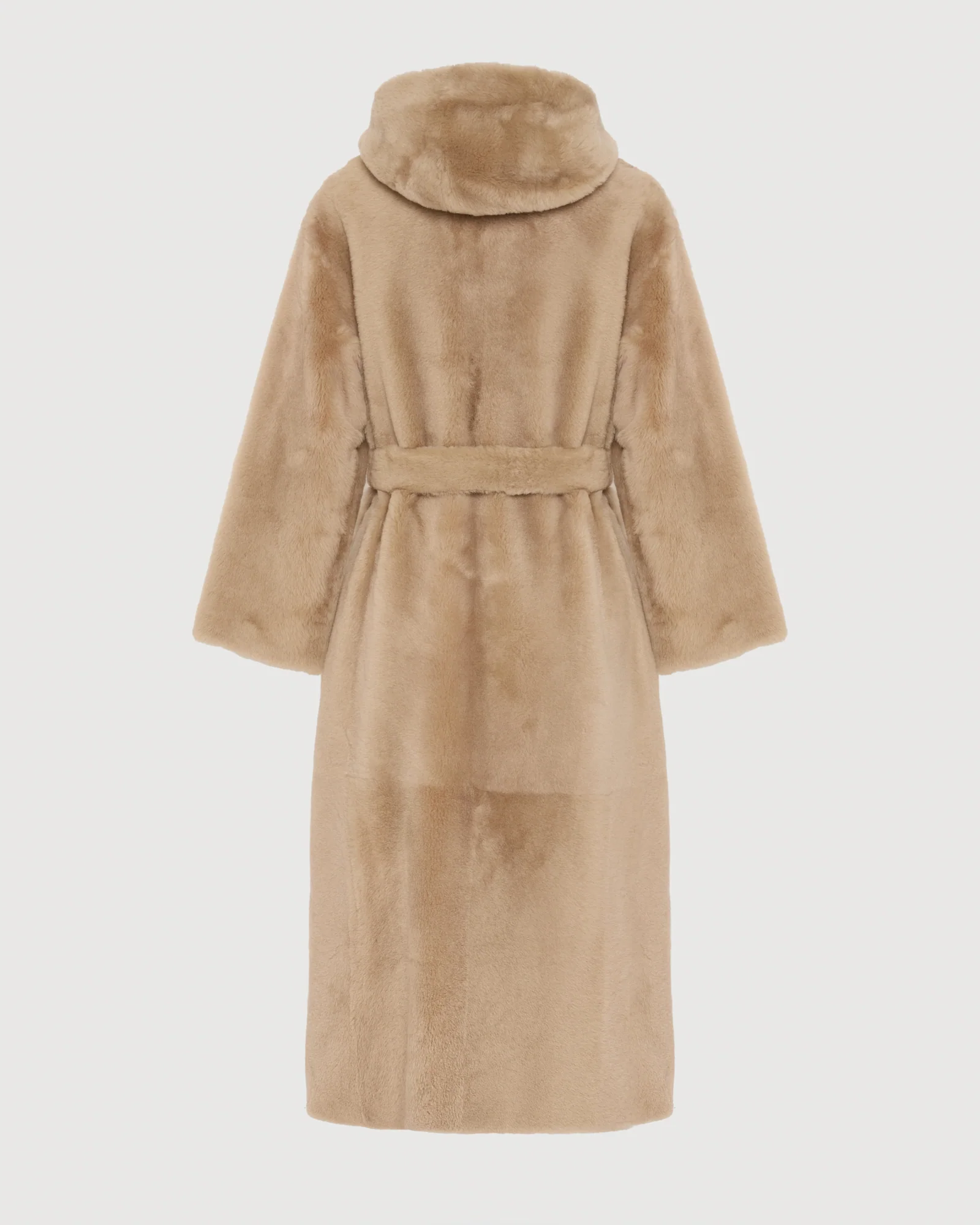 Manteau long à capuche en peau lainée d'agneau - Image 6