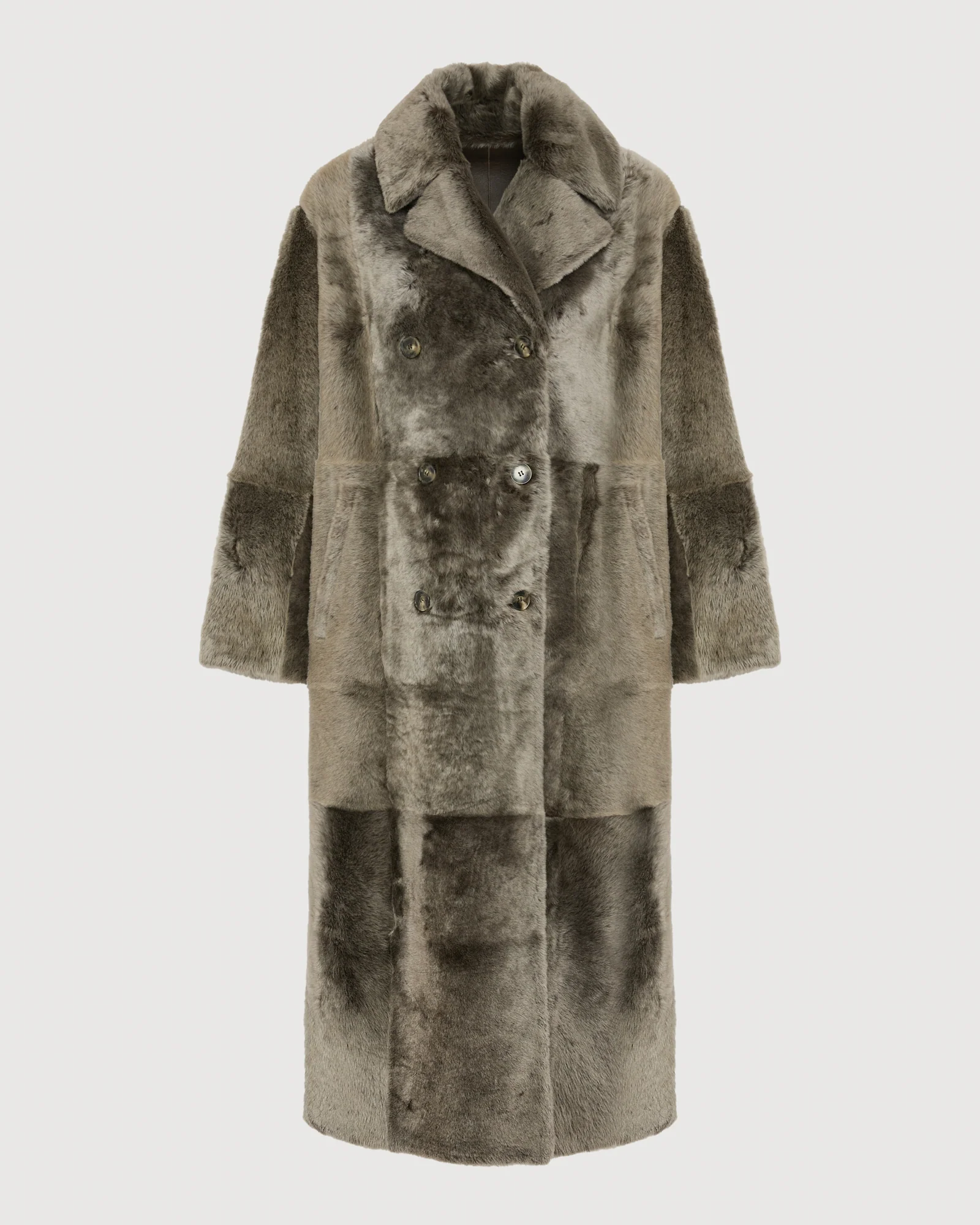 Manteau long à double boutonnage en peau lainée - Image 5