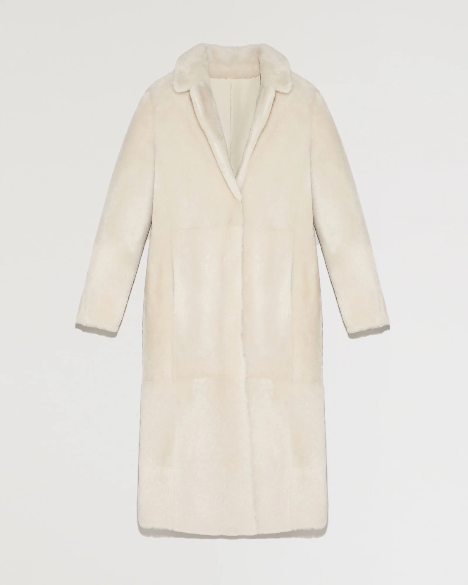 Manteau long ceinturé en peau lainée réversible - Image 5