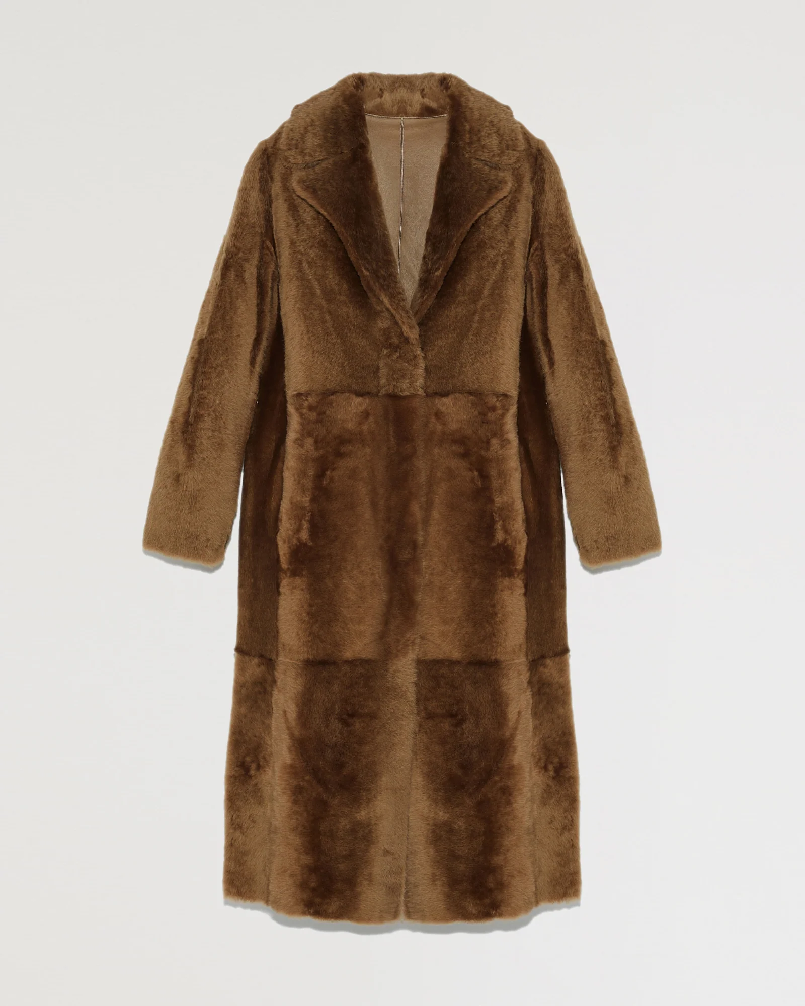 Manteau long ceinturé en peau lainée réversible - Image 5
