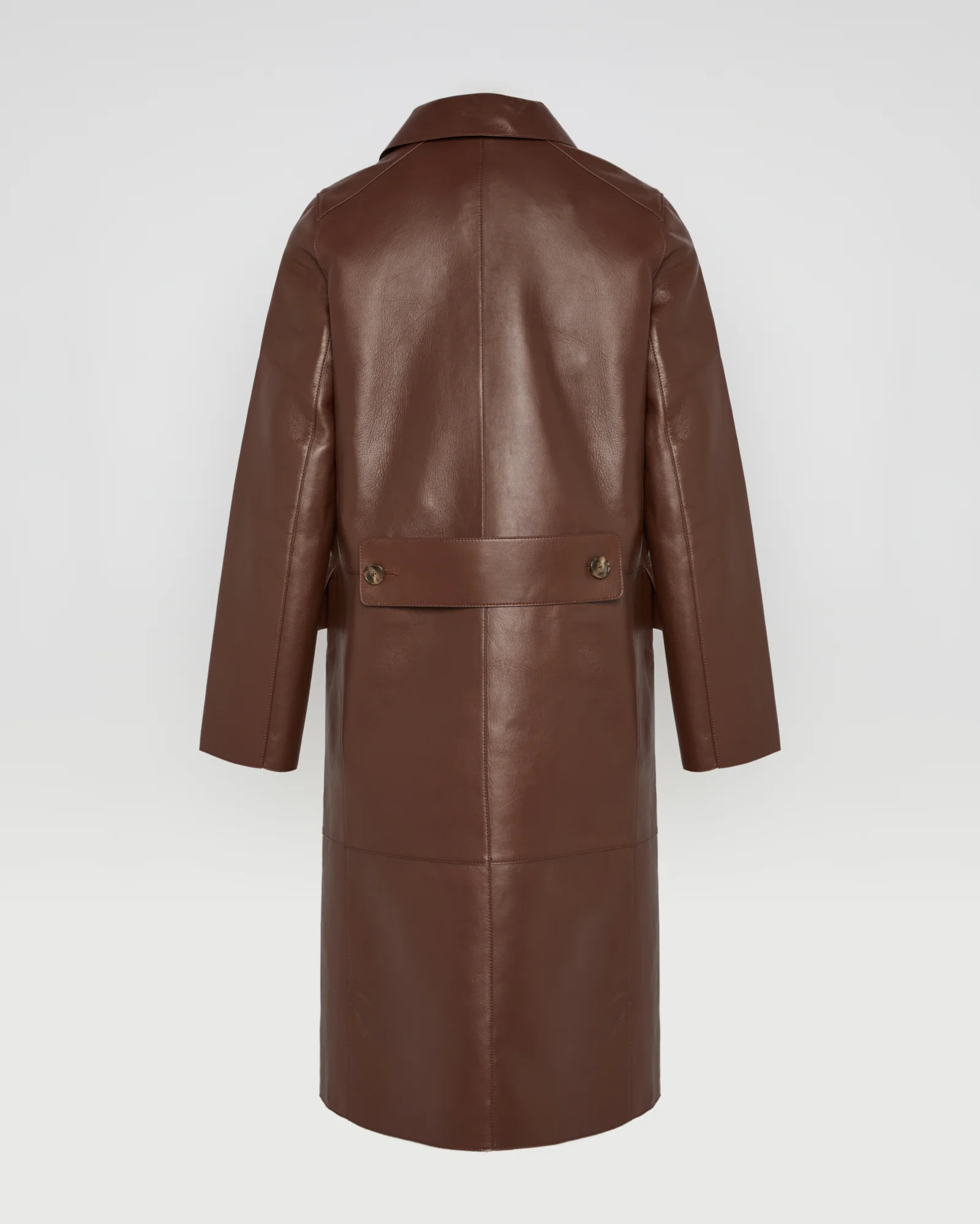 Manteau trench en cuir d'agneau doublé tissu motif pied-de-poule - Image 6