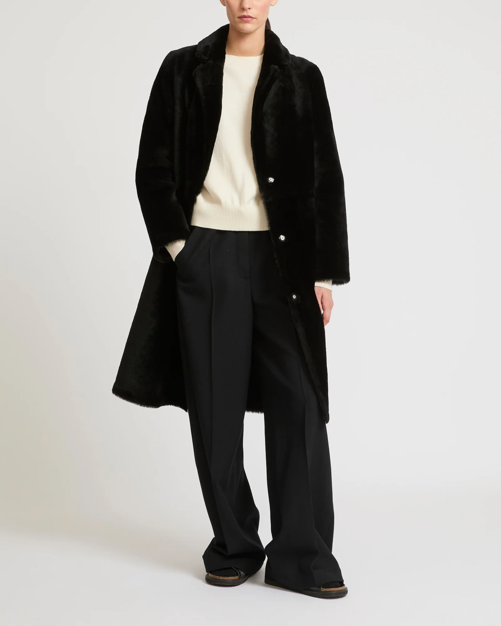 Manteau réversible en peau lainée d'agneau mérinos - Image 3