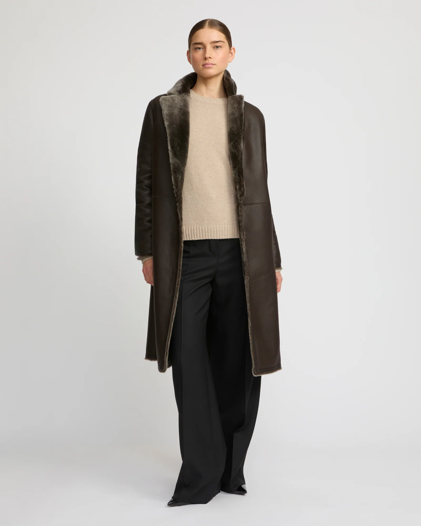 Manteau réversible en peau lainée d'agneau mérinos - Image 4