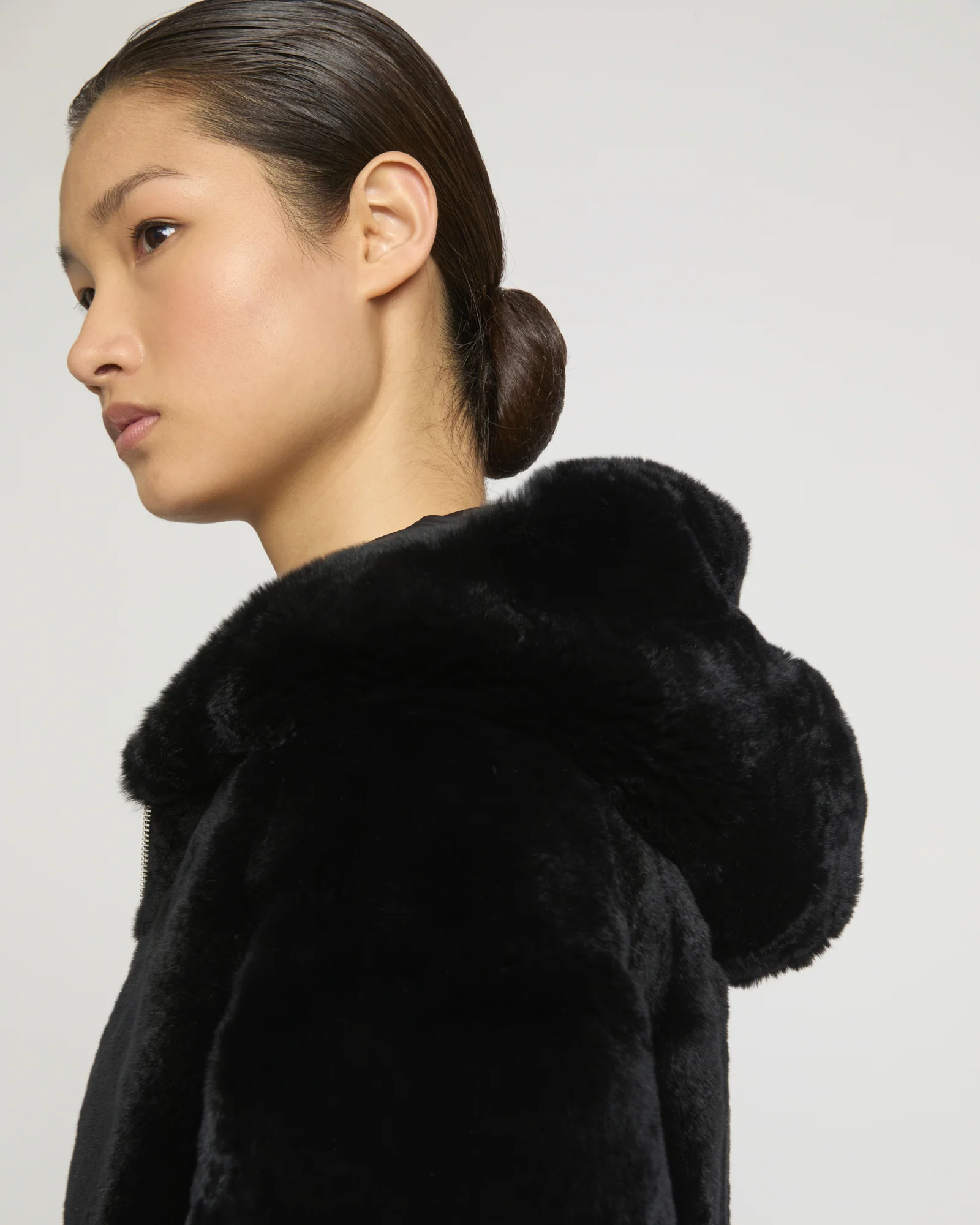 Parka à capuche réversible en tissu technique et lapin rex - Image 3