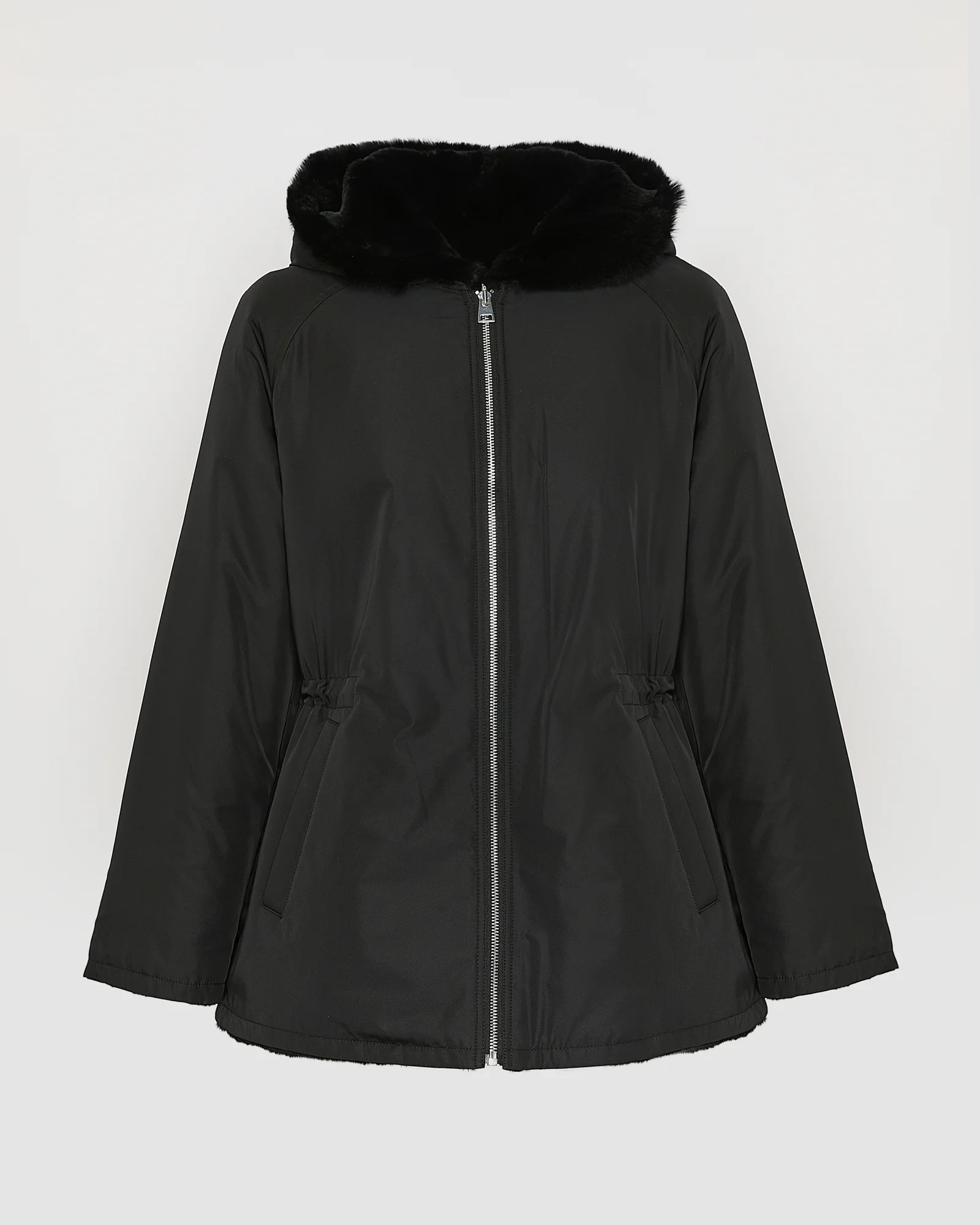 Parka à capuche réversible en tissu technique et lapin rex - Image 5