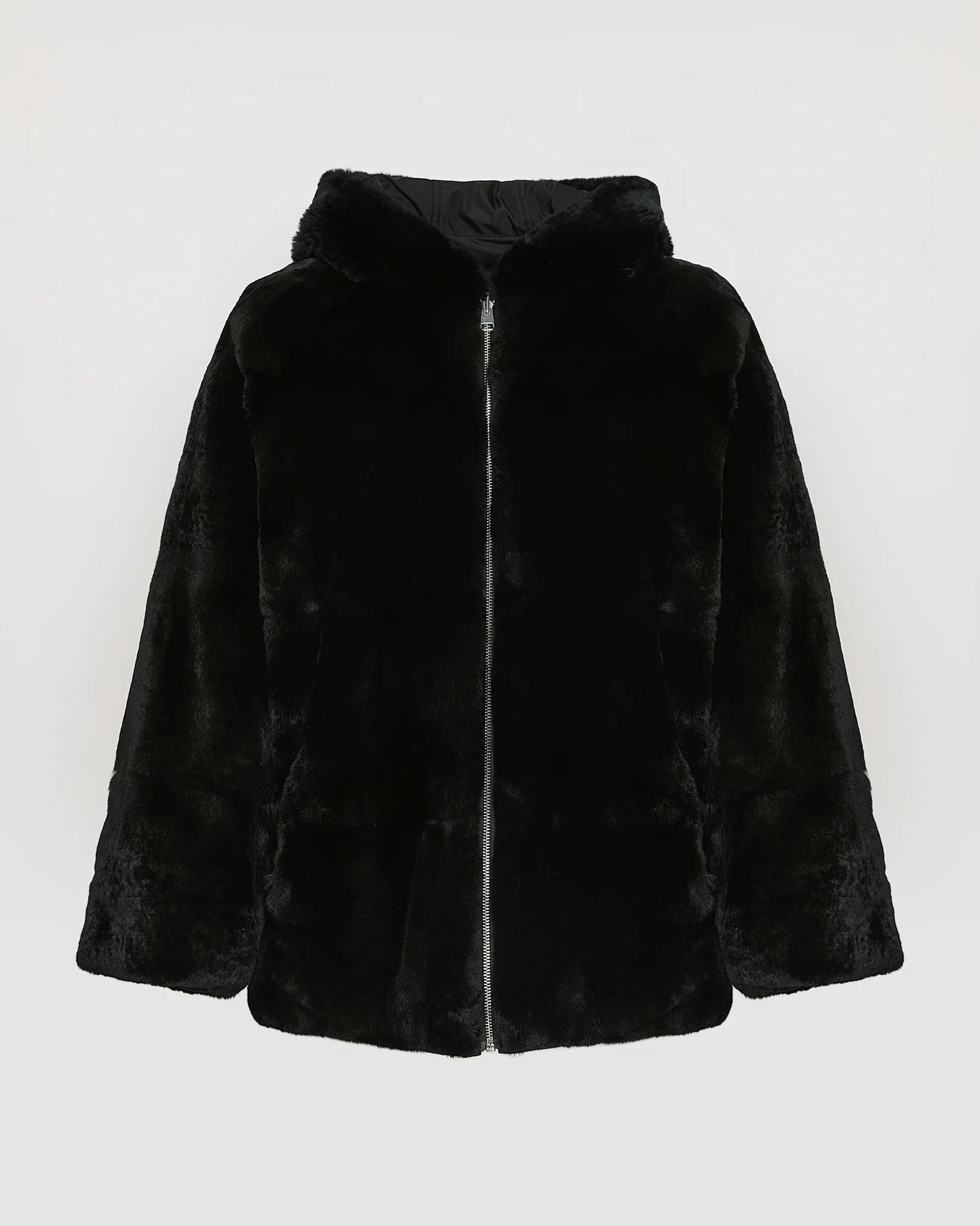 Parka à capuche réversible en tissu technique et lapin rex - Image 6