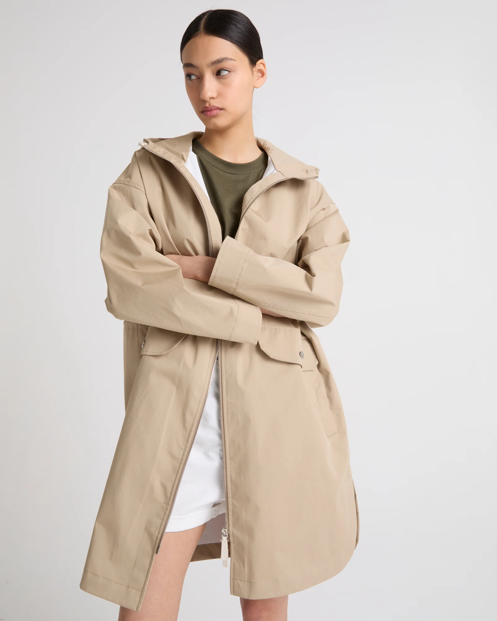 Parka longue en tissu technique mix coton - Image 4