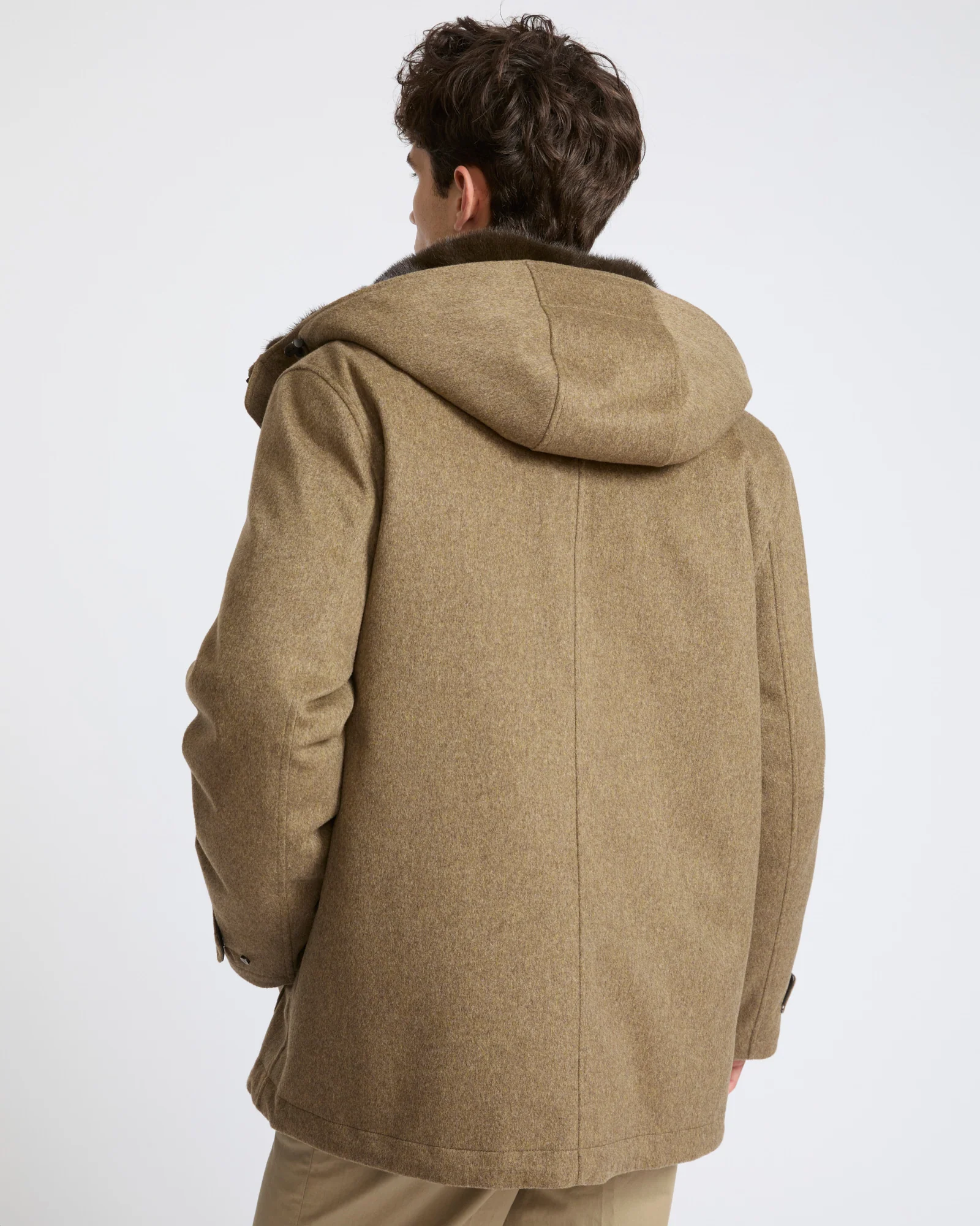 Parka courte en tissu Loro Piana imperméable avec fourrure de vison - Image 5