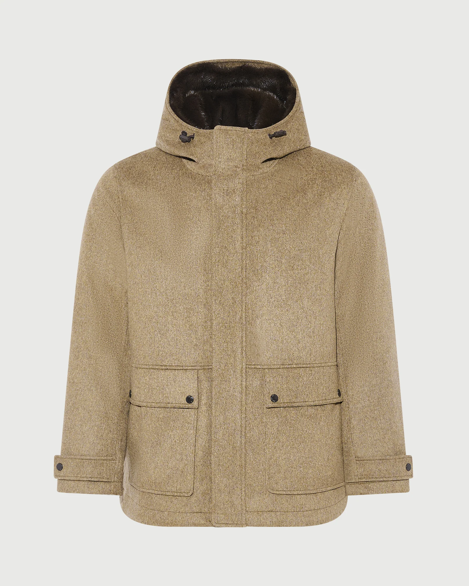 Parka courte en tissu Loro Piana imperméable avec fourrure de vison - Image 6