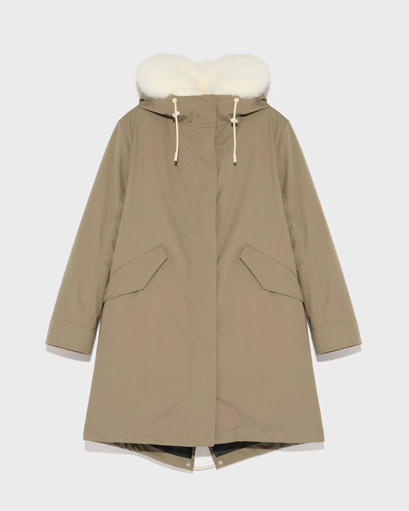Parka iconique longue en coton mélangé imperméable avec fourrure de renard et lapin - Image 5