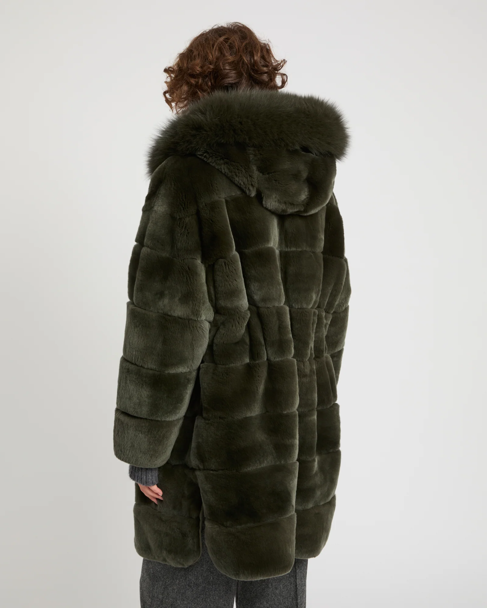 Parka longue réversible en tissu technique déperlant avec fourrure de renard et de lapin rex - Image 4