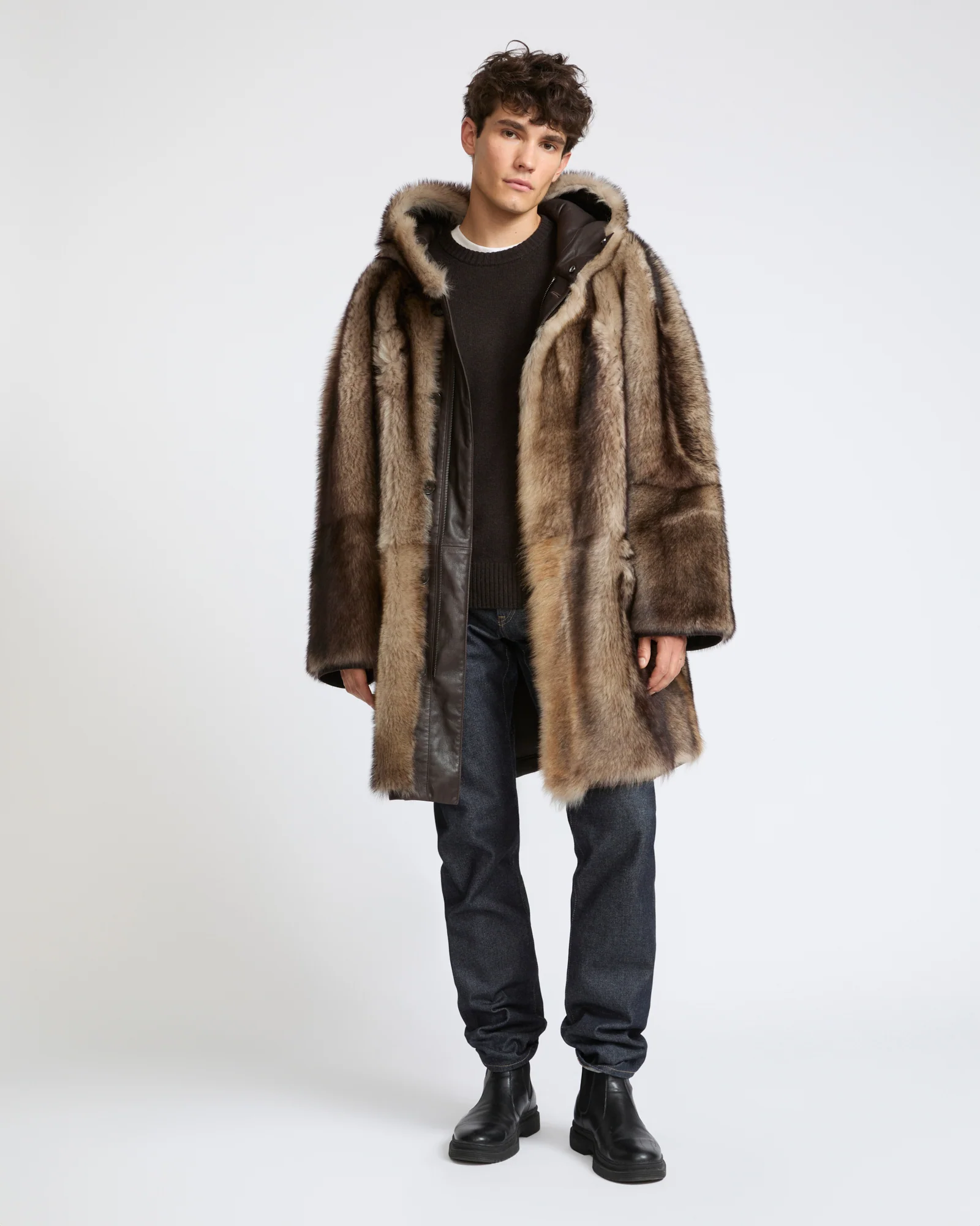 Parka réversible en peau lainée Toscane façon fourrure - Image 3