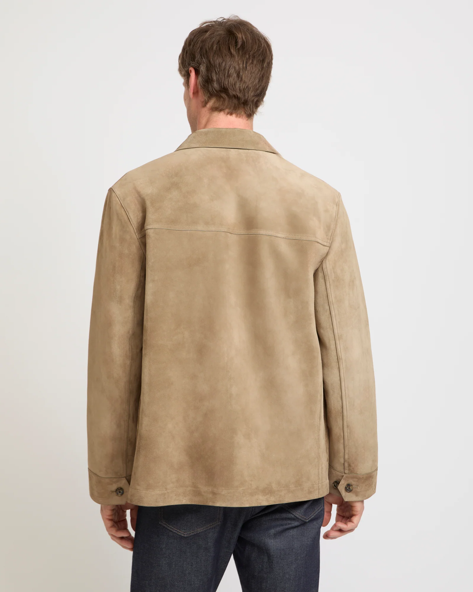 Veste saharienne en cuir de veau finition suède - Image 3