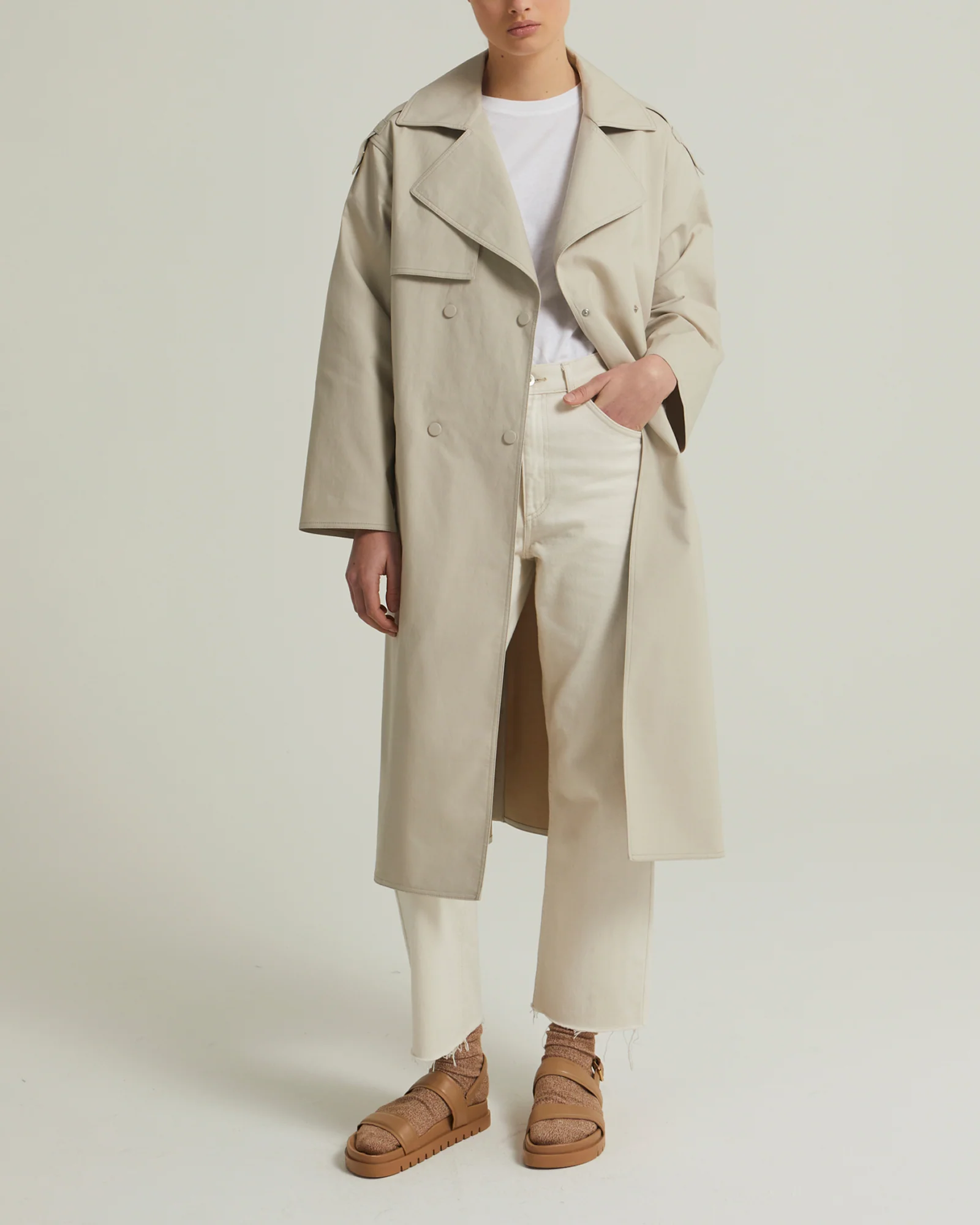 Trench oversize en coton double face - Image 3