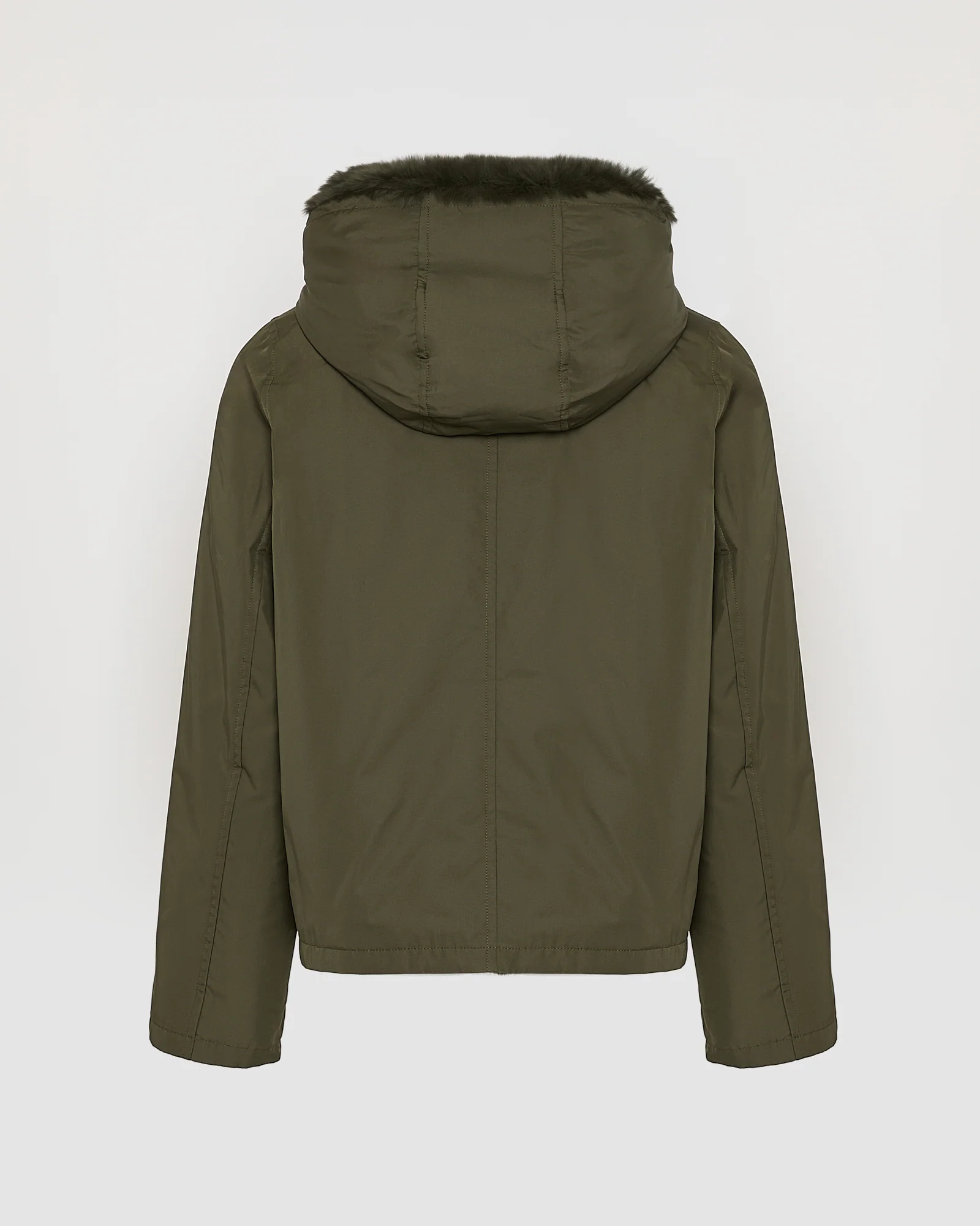 Veste à capuche en fourrure de lapin rex réversible tissu technique - Image 6