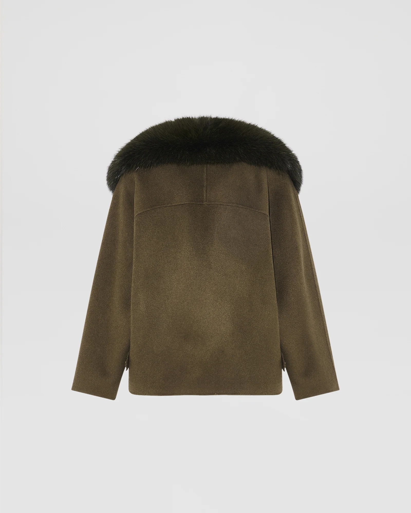 Veste caban en lainage cachemire et col amovible en fourrure de renard - Image 7