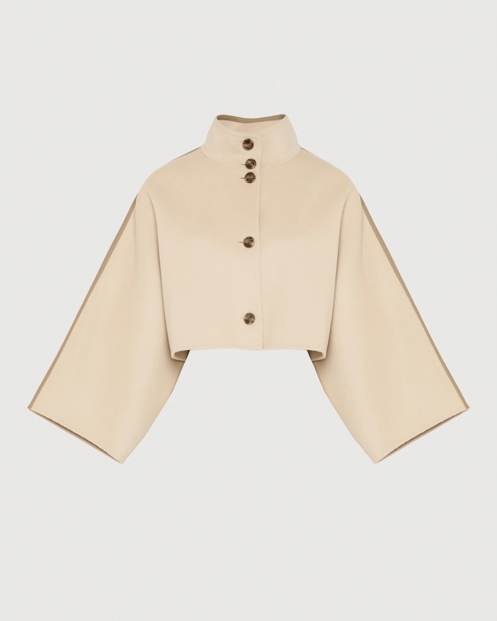 Veste cape cropped en lainage cachemire double face - Image 7