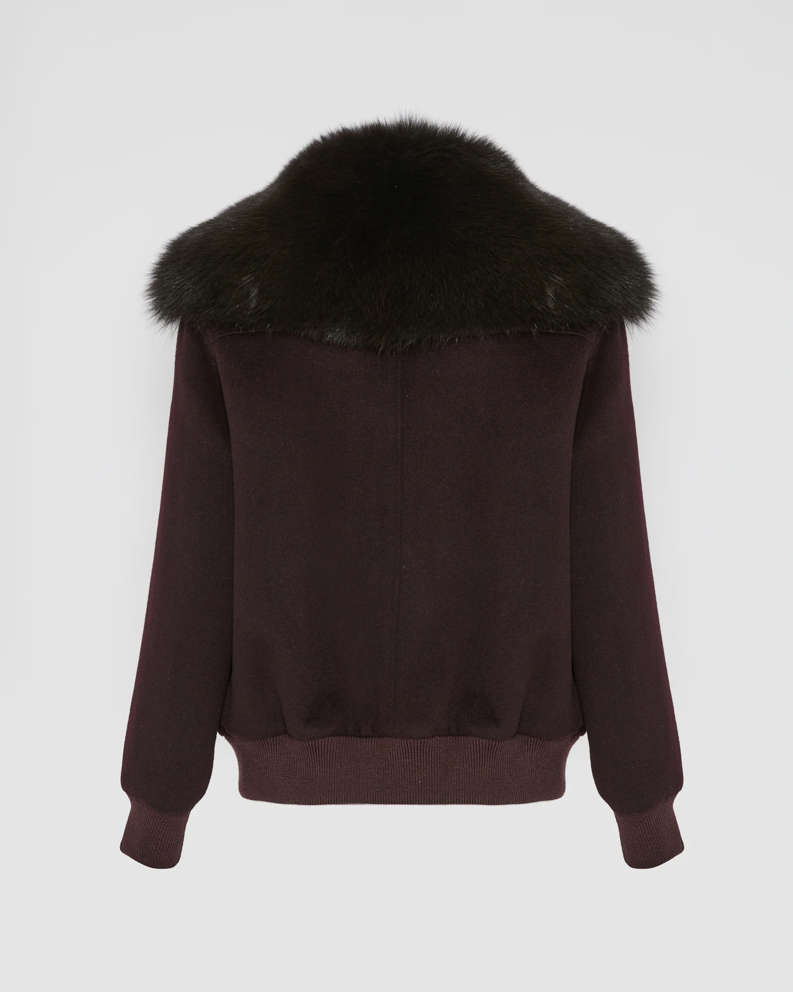 Veste courte en lainage cachemire avec col en fourrure de renard - Image 7